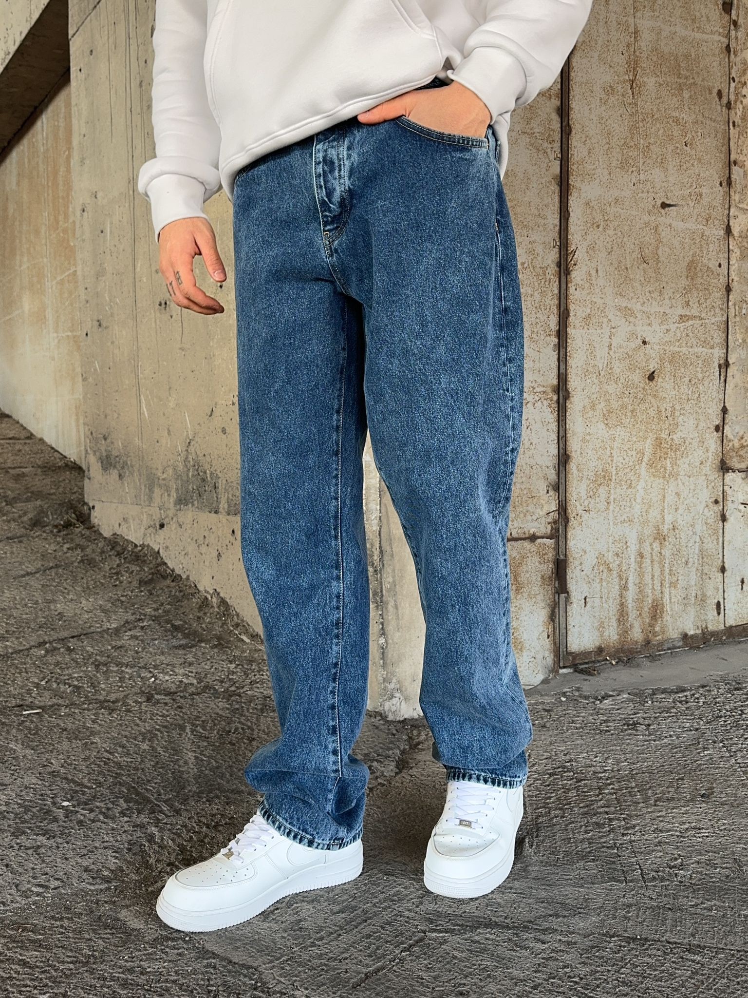 Yıkamalı Baggy Jean 6054