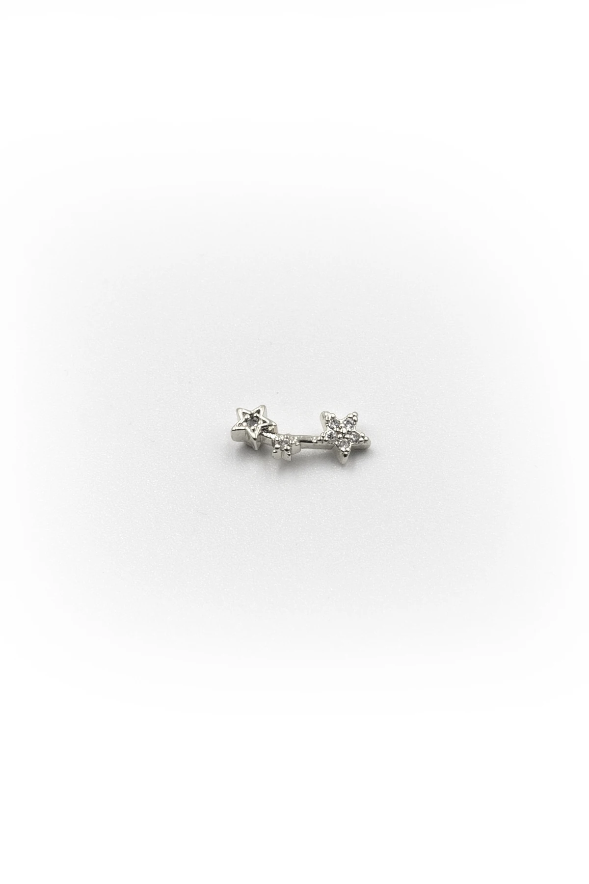 Üçlü Yıldız Taşlı Tragus Helix Piercing Gümüş – Anti Alerjik, Kararma Yapmaz