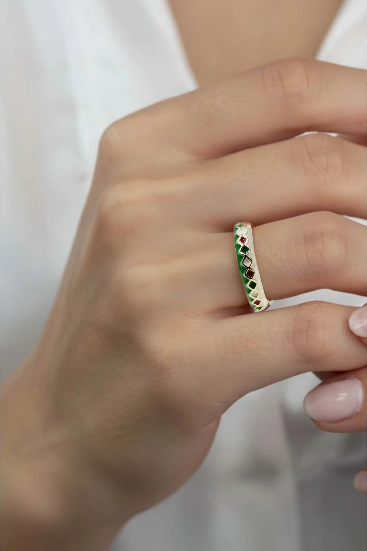 Tam Tur Mineli Yeşil Yüzük - Renkli | Ayarlanabilir, Kararma Yapmaz