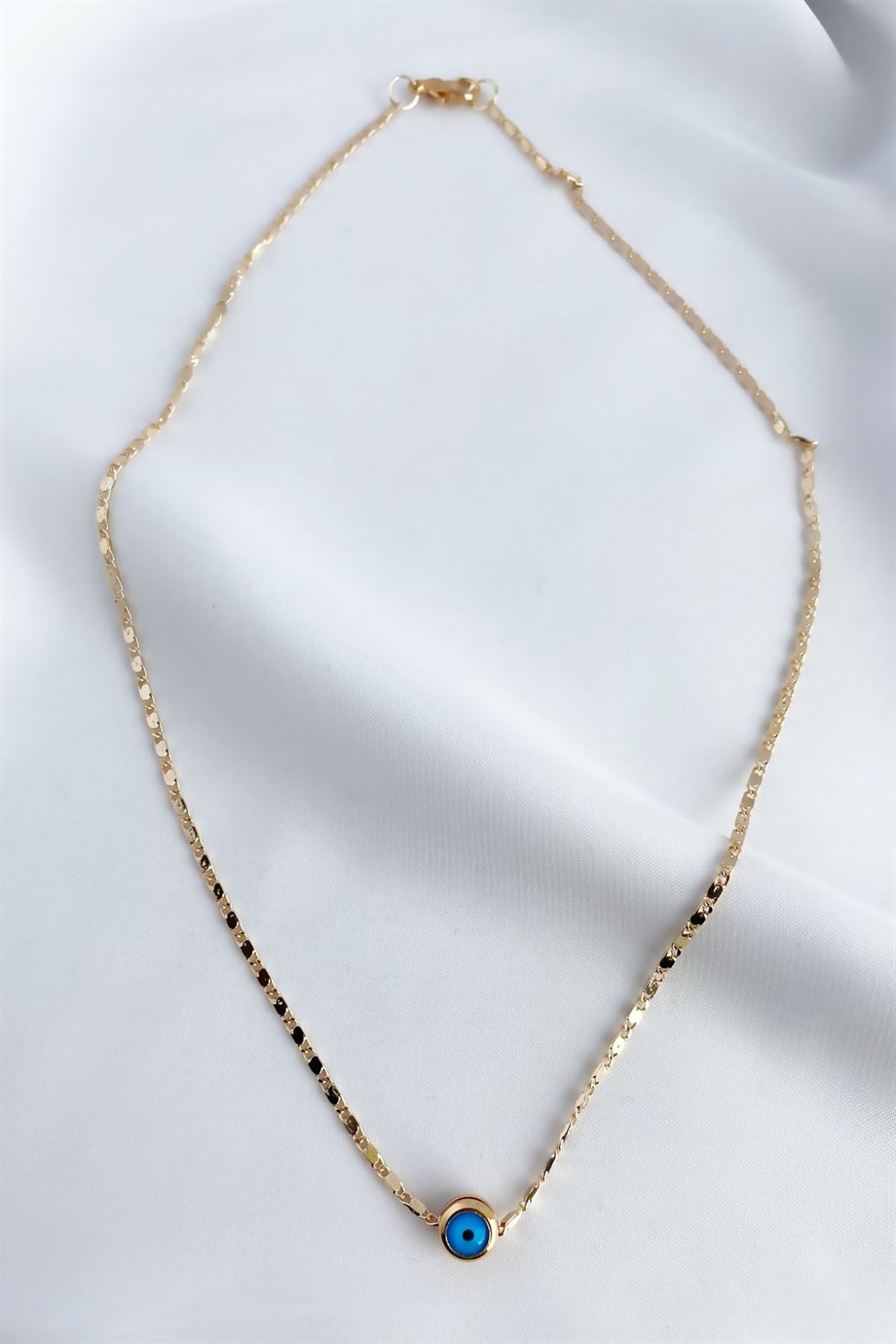 Nazar Boncuklu Minimal Gold Kolye