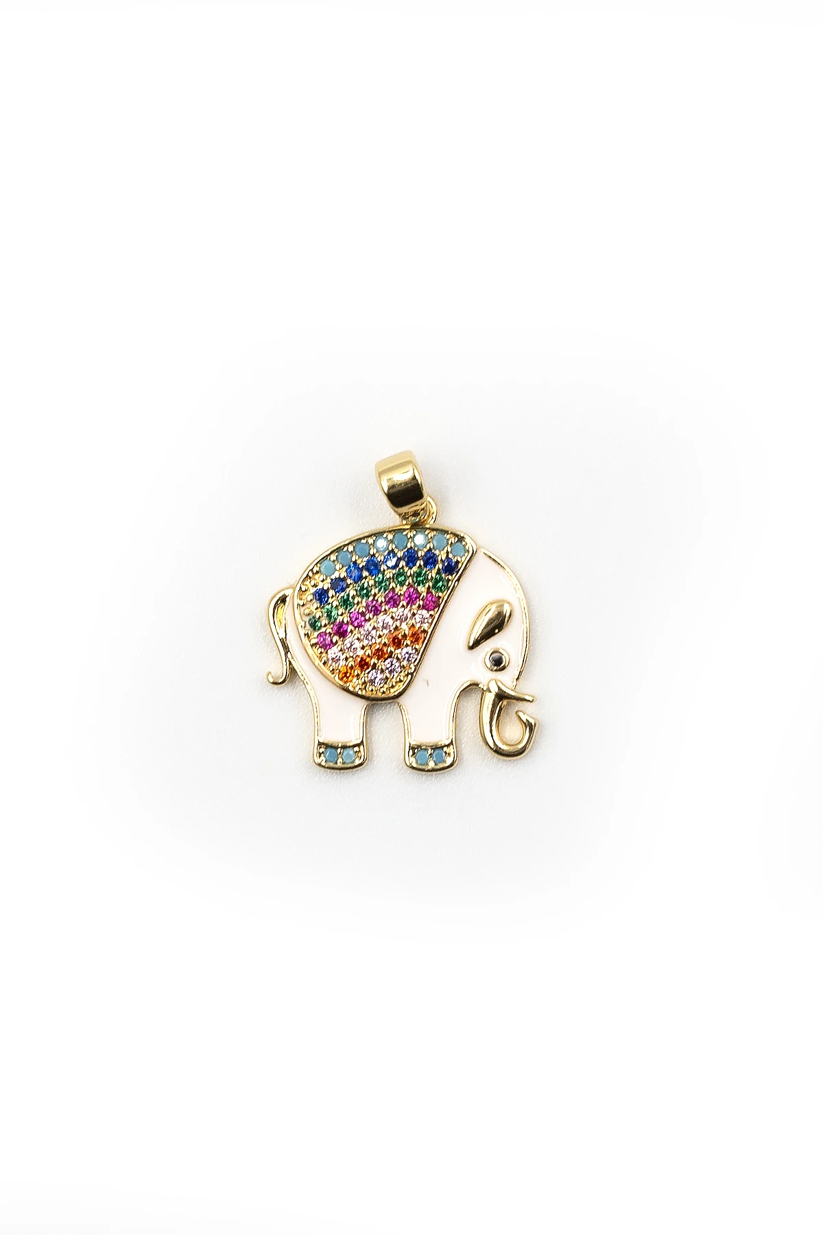 Renkli Zirkonlu Fil Model Xuping Kararmaz Kolye Ucu - Gold