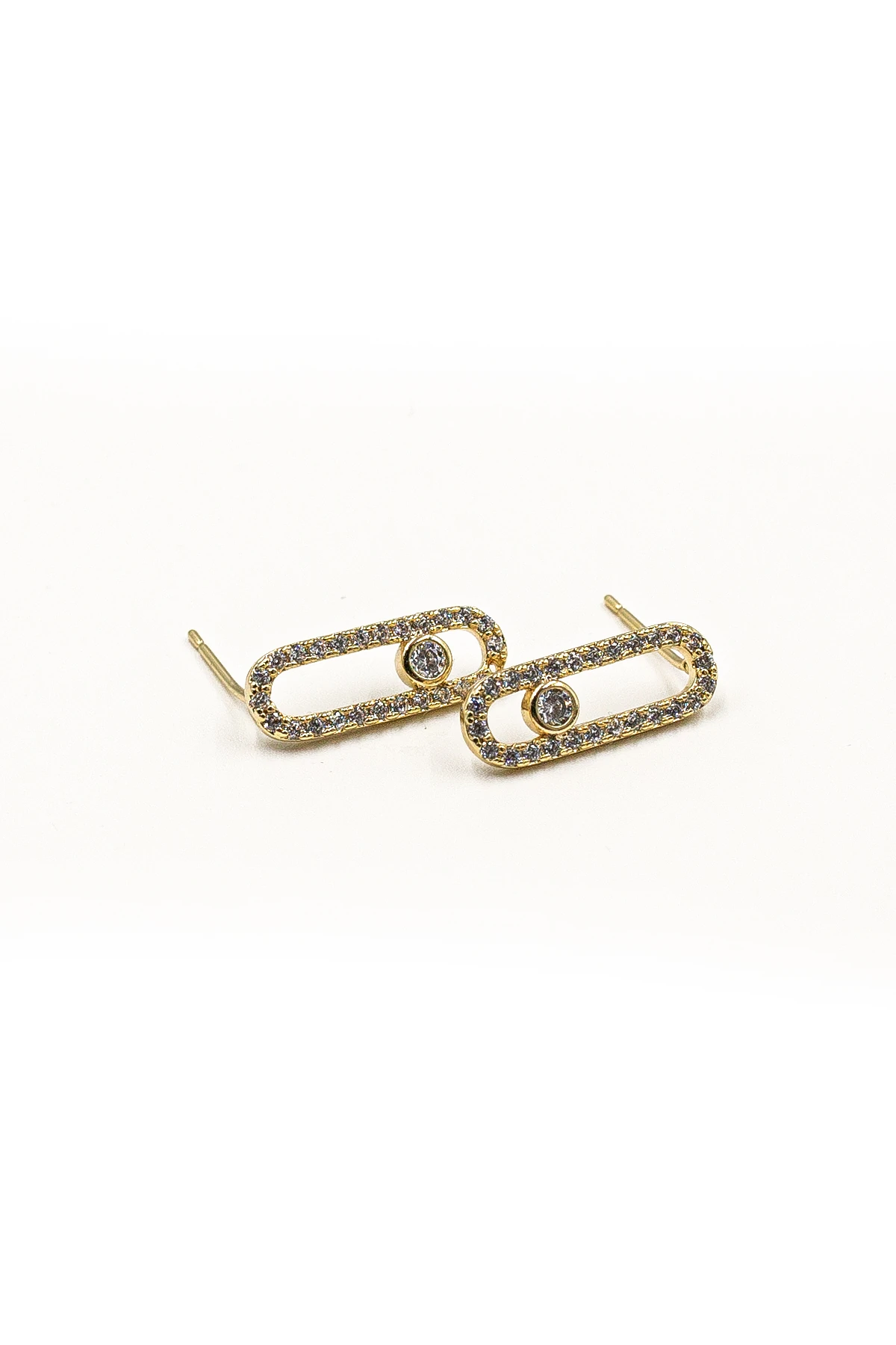 Zirkon Taşlı Ataç Küpe - Xuping Gold, Anti-Alerjik, 17 mm