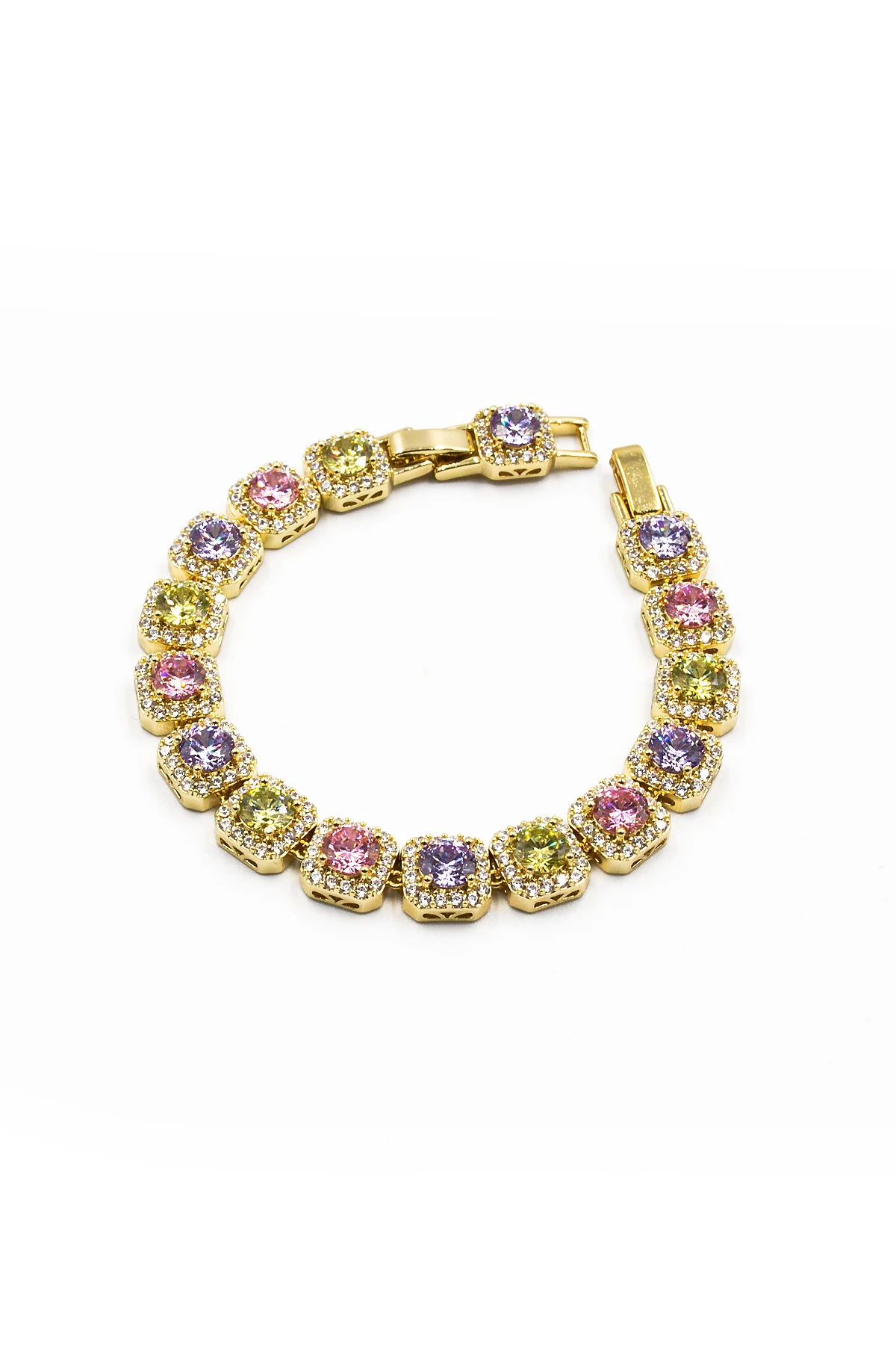 Tam Tur Renkli Taşlı Vip Model Xuping Kararmaz Bileklik - Gold | Zarif ve Parlak Tasarım