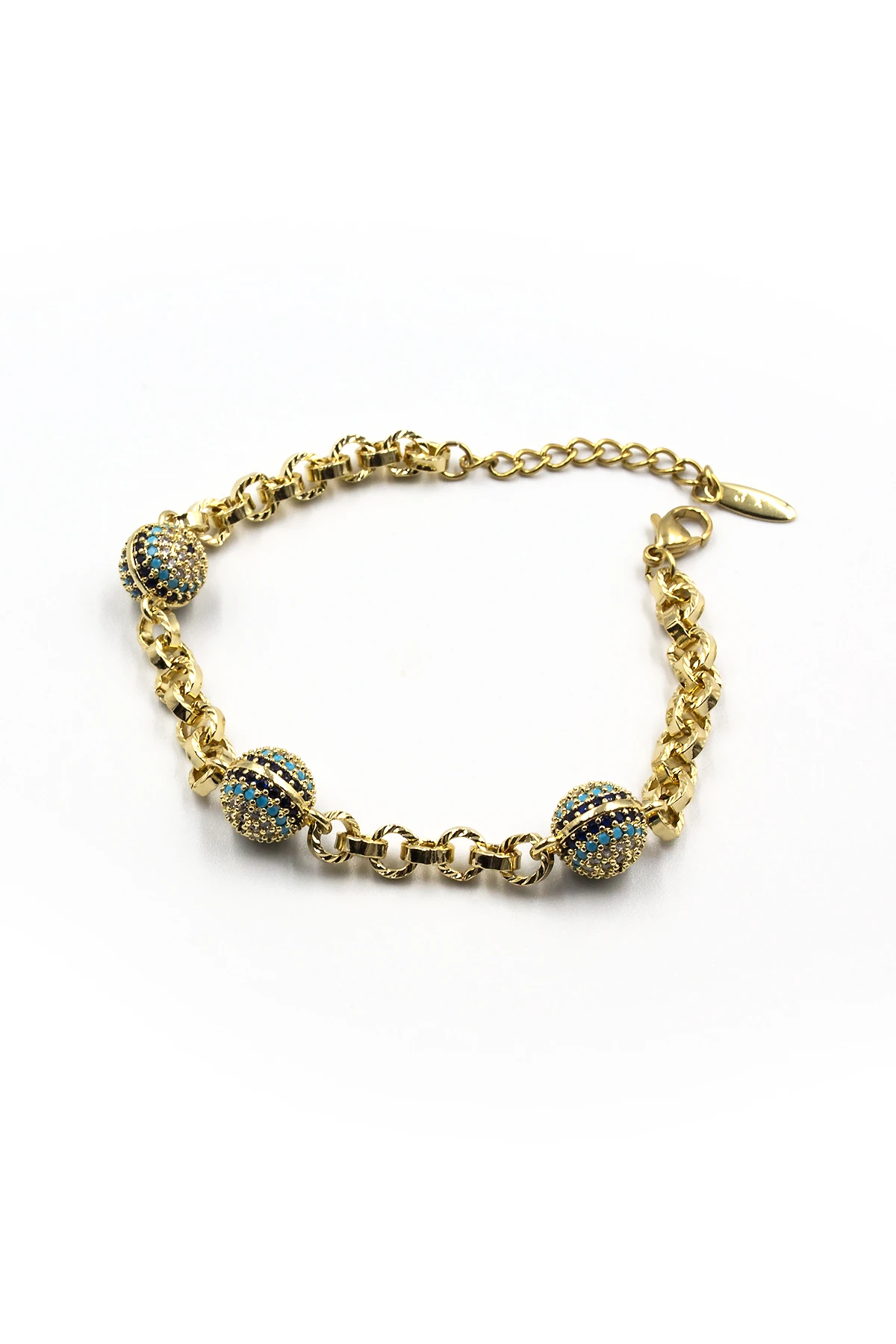 Zirkon Taşlı Nazar Boncuğu Zincir Model Xuping Kararmaz Gold Kadın Bileklik