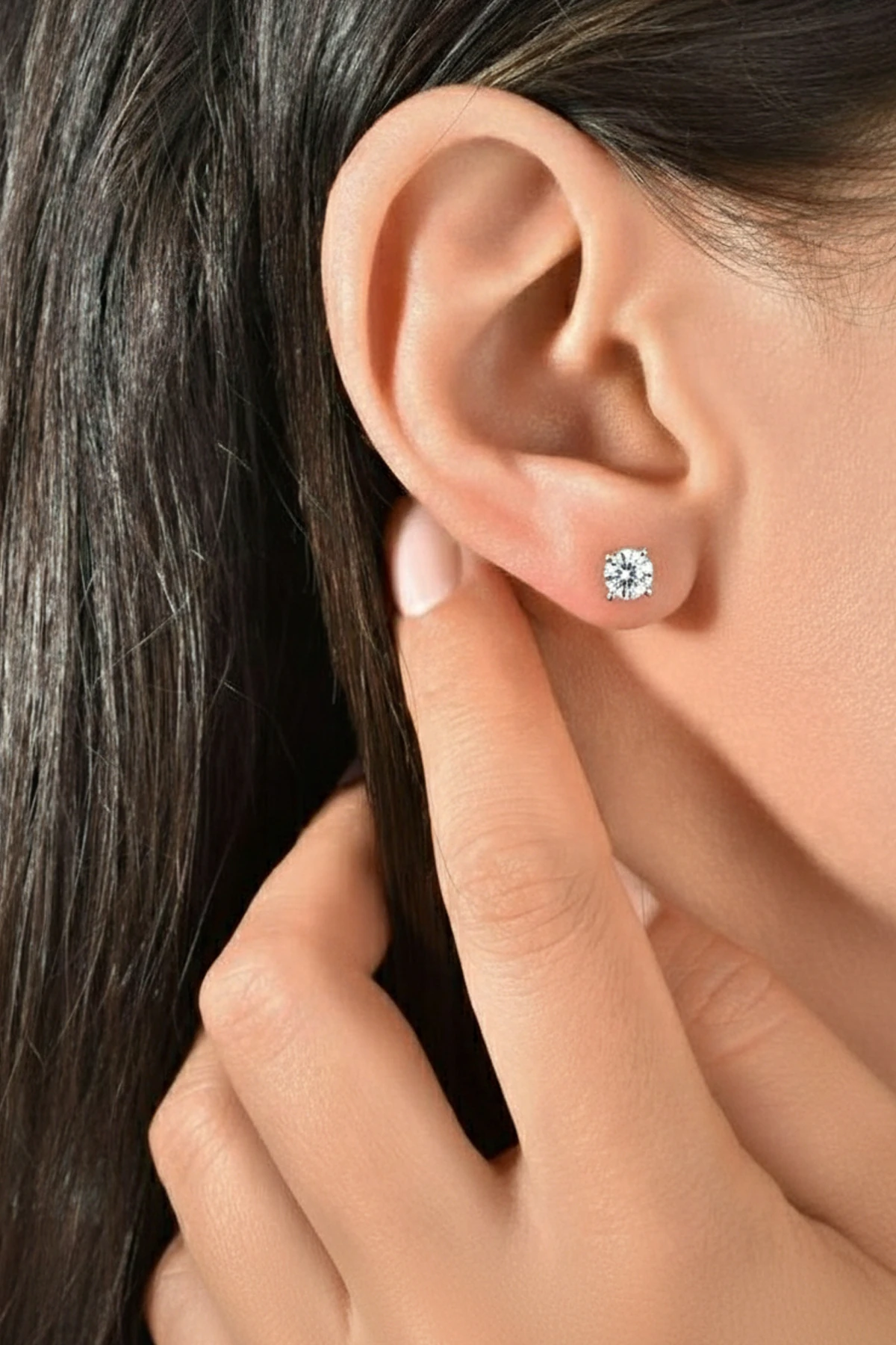 Zirkon Taşlı Xuping Tek Taş Damla Küpe - Gümüş