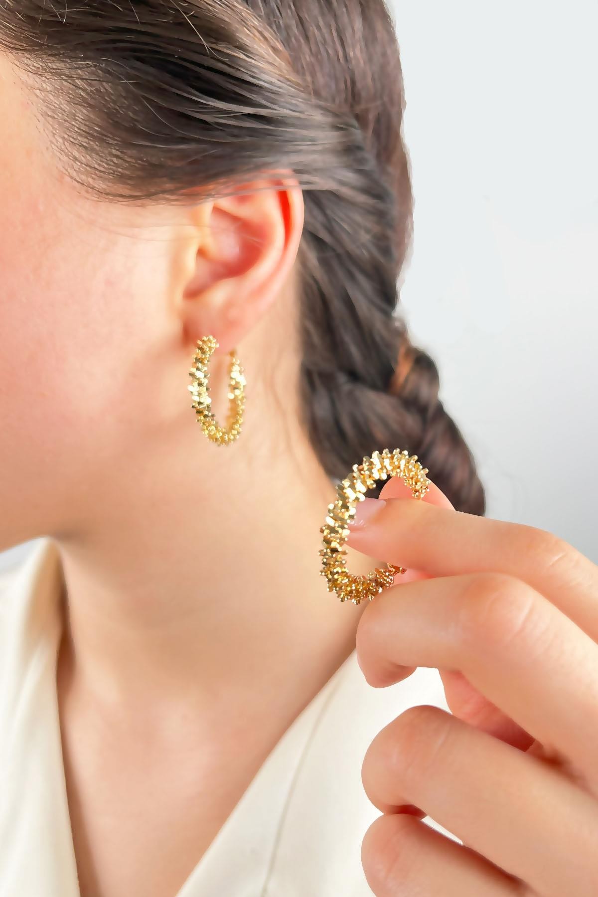 Twirled Hoop Earrings 3cm - Gold