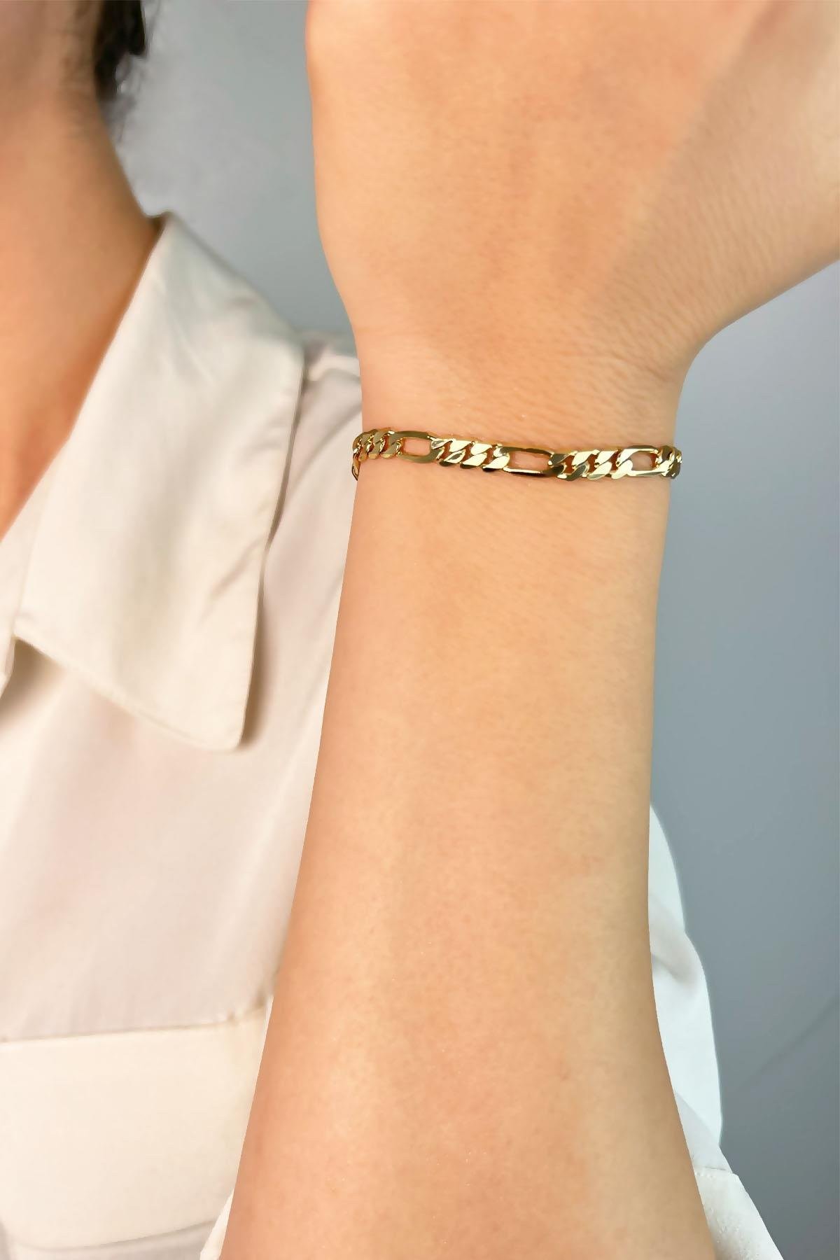 Xuping Zincir Model Bileklik Künye - Gold
