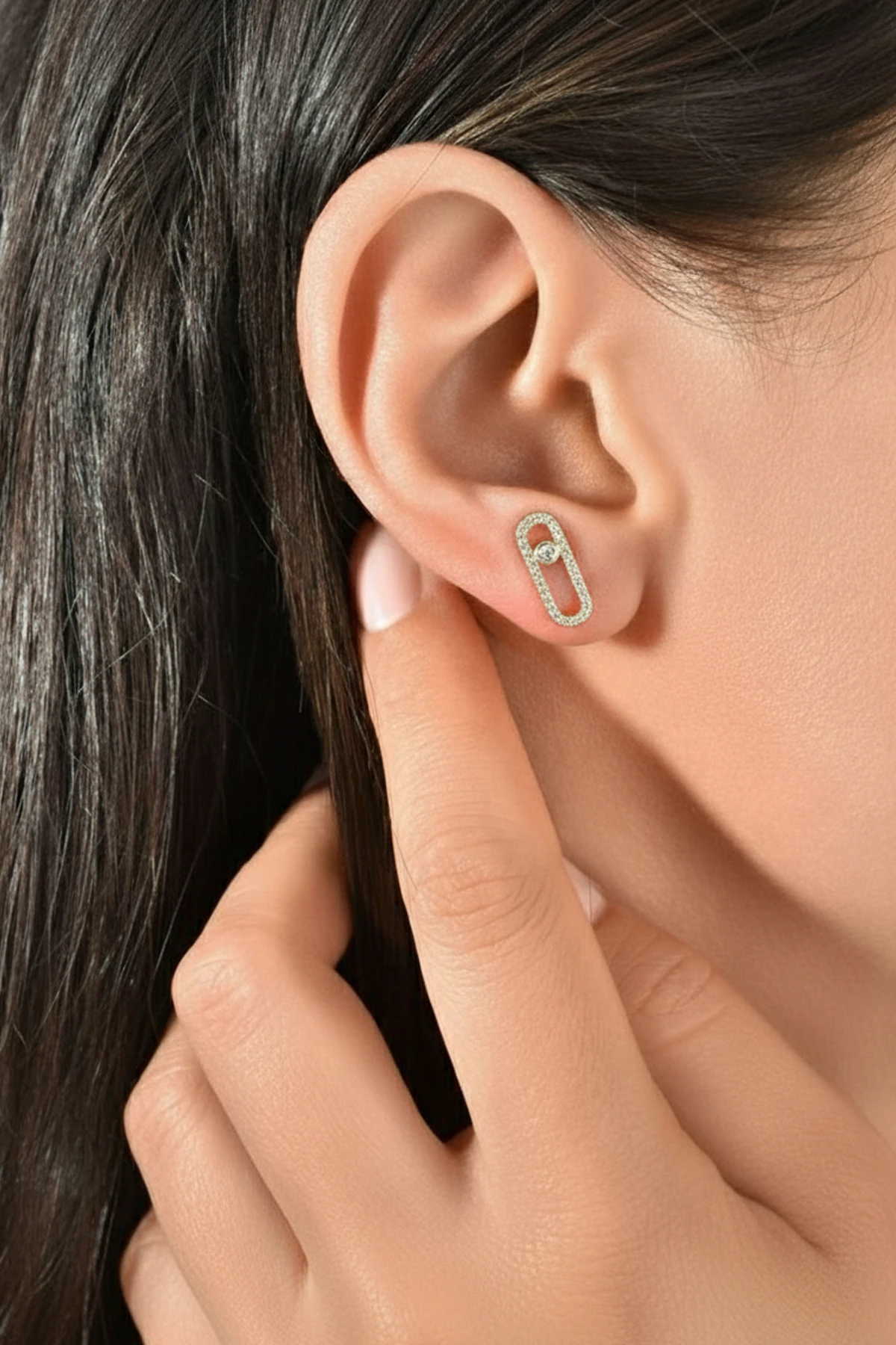 Zirkon Taşlı Ataç Küpe - Xuping Gold, Anti-Alerjik, 17 mm