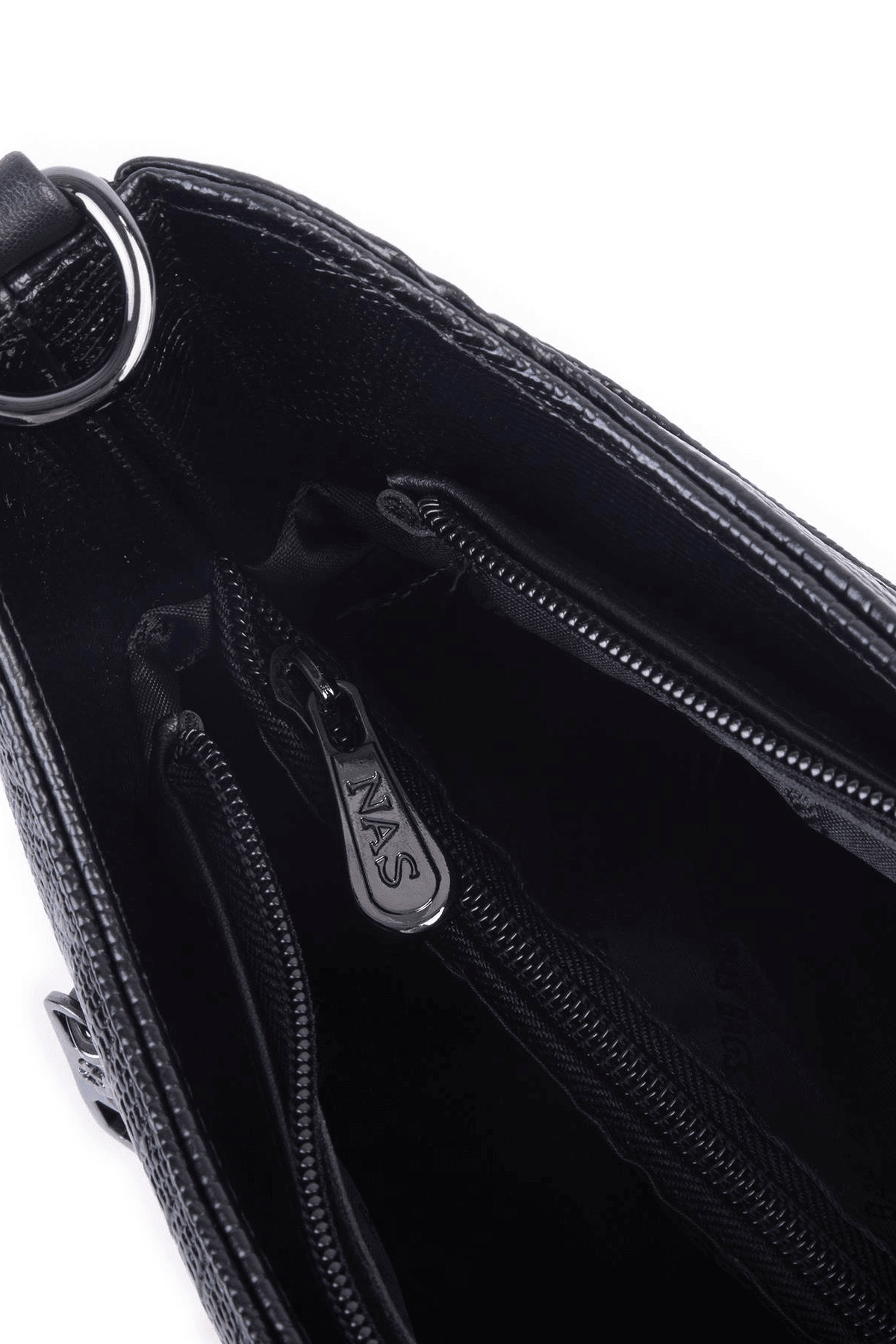 Nas Bag Kadın Omuz ve Çapraz Baget Çanta - Siyah Lazer (28x17 cm)