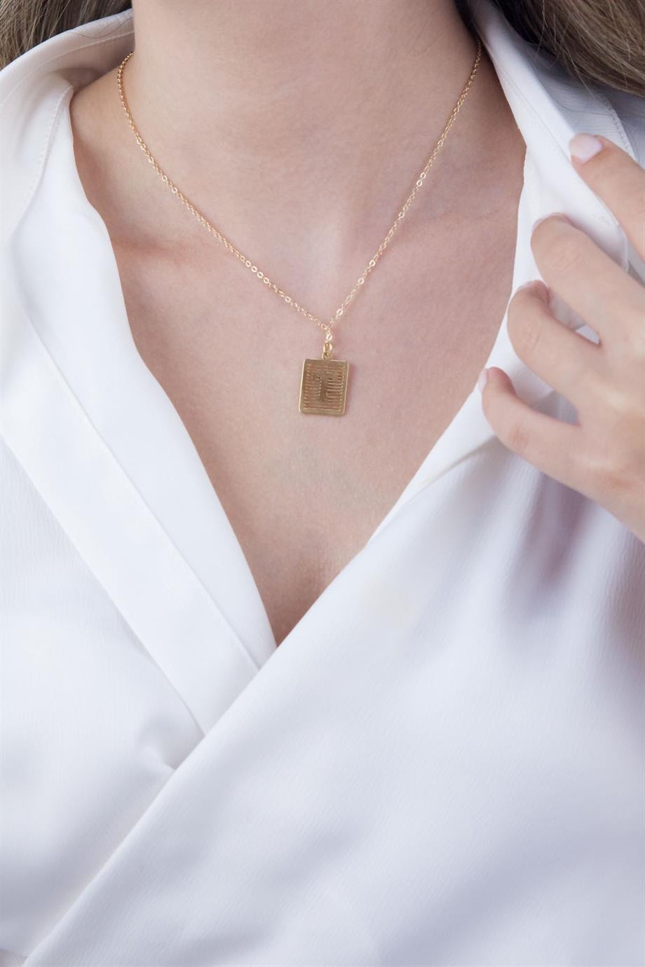Gold-Plated T Letter Necklace