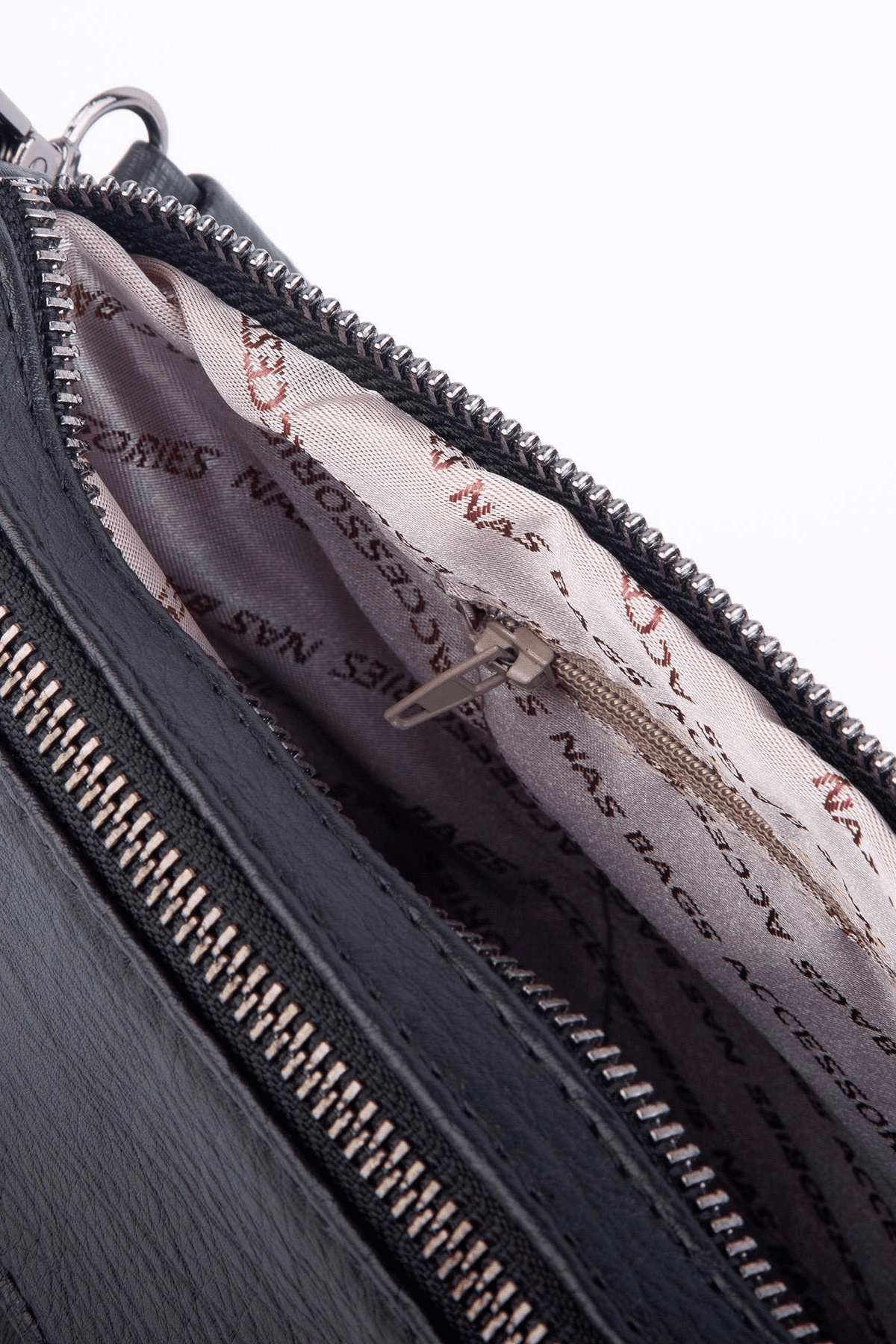 Nas Bag Çok Gözlü Yumuşak ve Hafif Yapılı Çift Askılı Omuz ve Çapraz Çanta - Siyah Lizbon (30x24 cm)