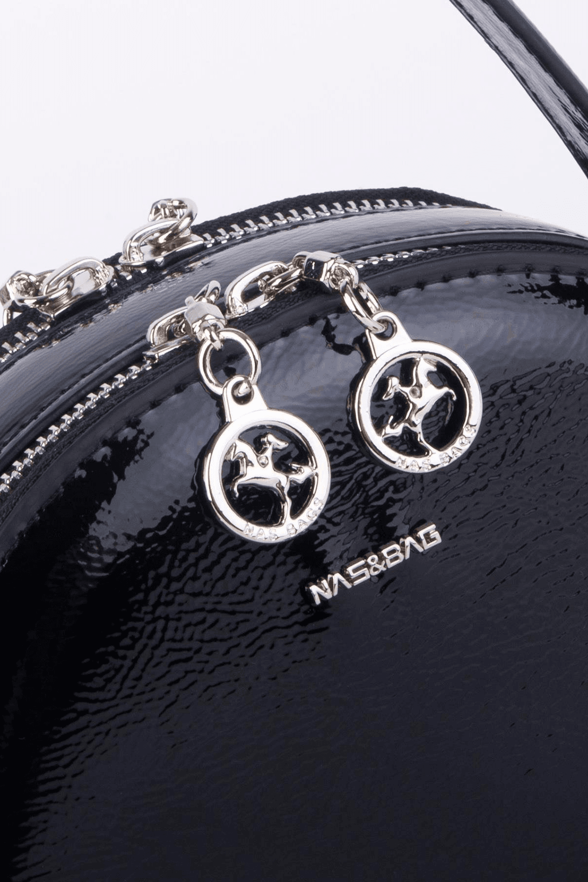 Nas Bag Mini Kadın El ve Çapraz Çanta - Siyah Krşk Rugan