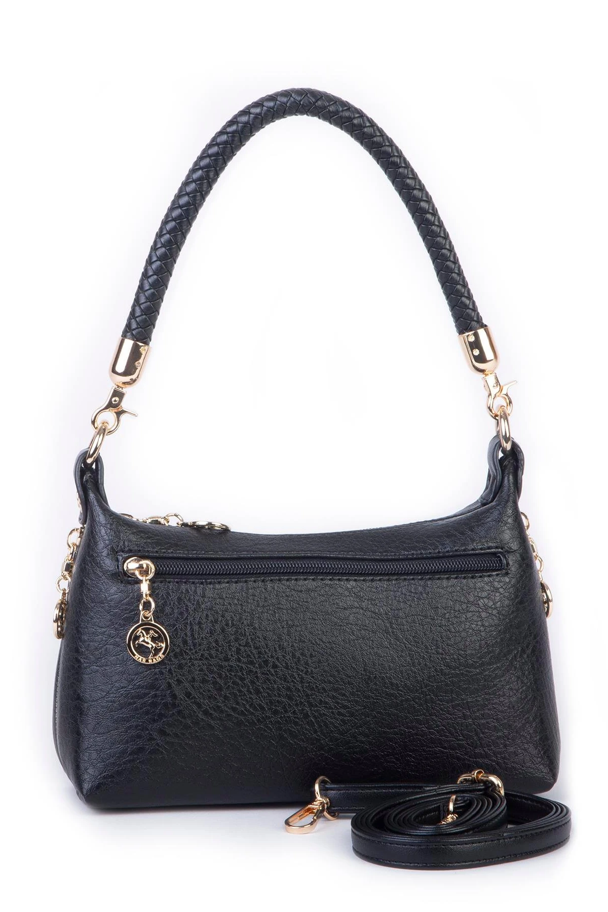 Nas Bag Kadın Mini Omuz ve Çapraz Çanta Örgülü Askılı - Siyah Victoria