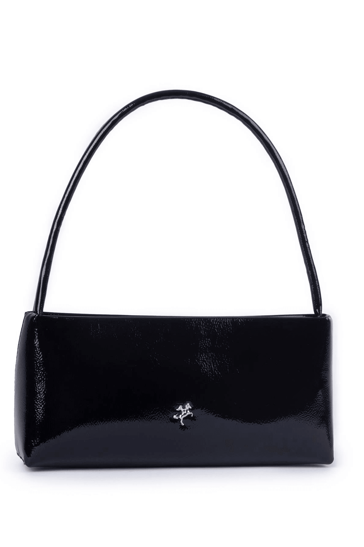 Nas Bag Kadın Basic Baget Omuz ve Çapraz Çanta - Siyah Rugan (27x12 cm)