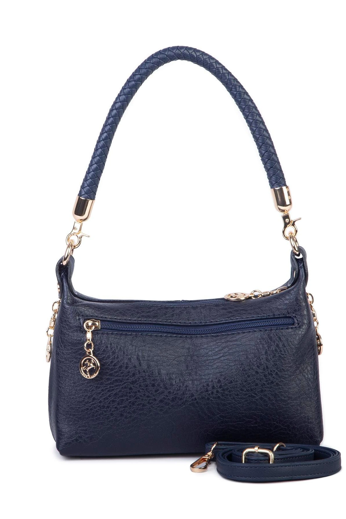 Nas Bag Kadın Mini Omuz ve Çapraz Çanta Örgülü Askılı - Lacivert Victoria