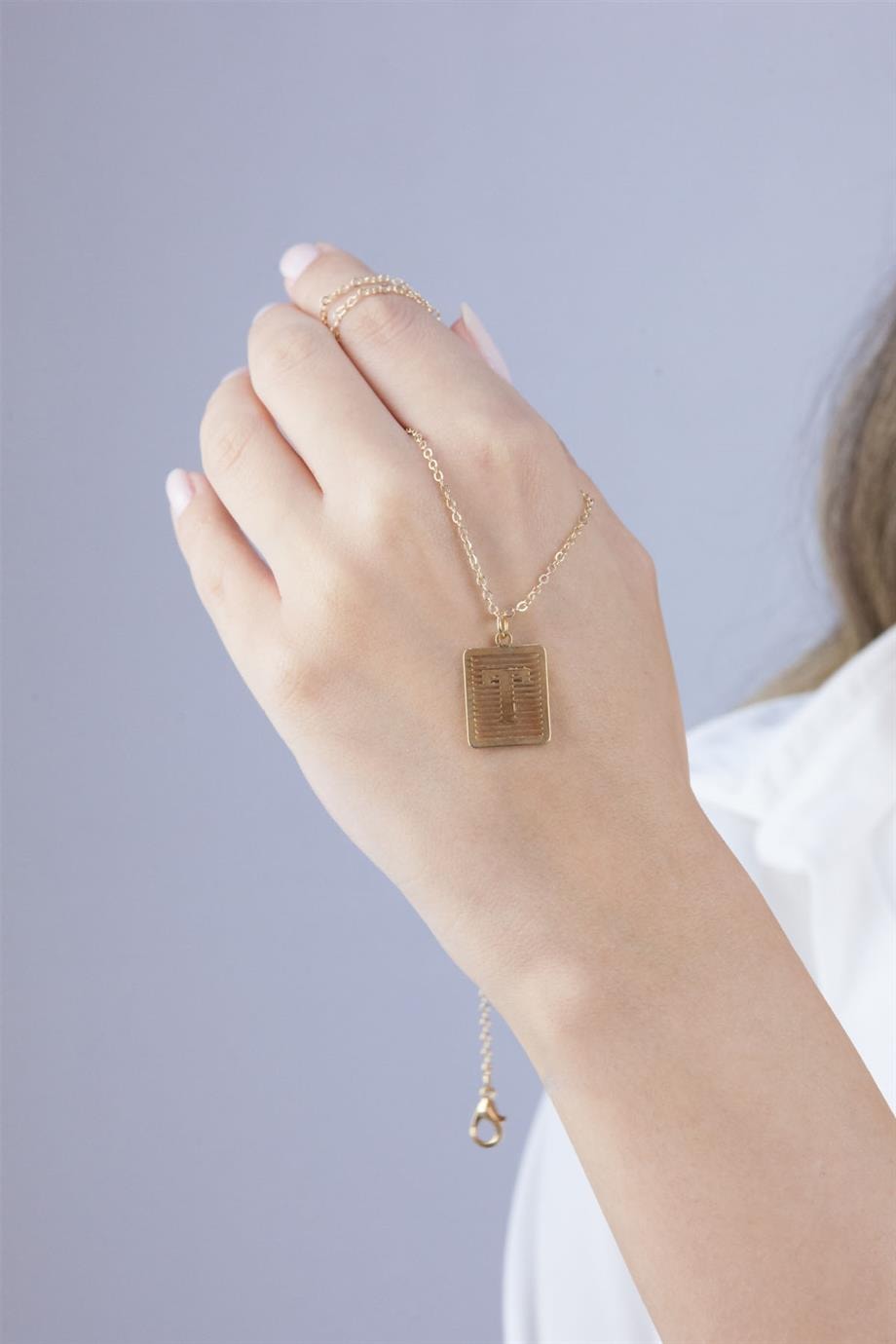 Gold-Plated T Letter Necklace
