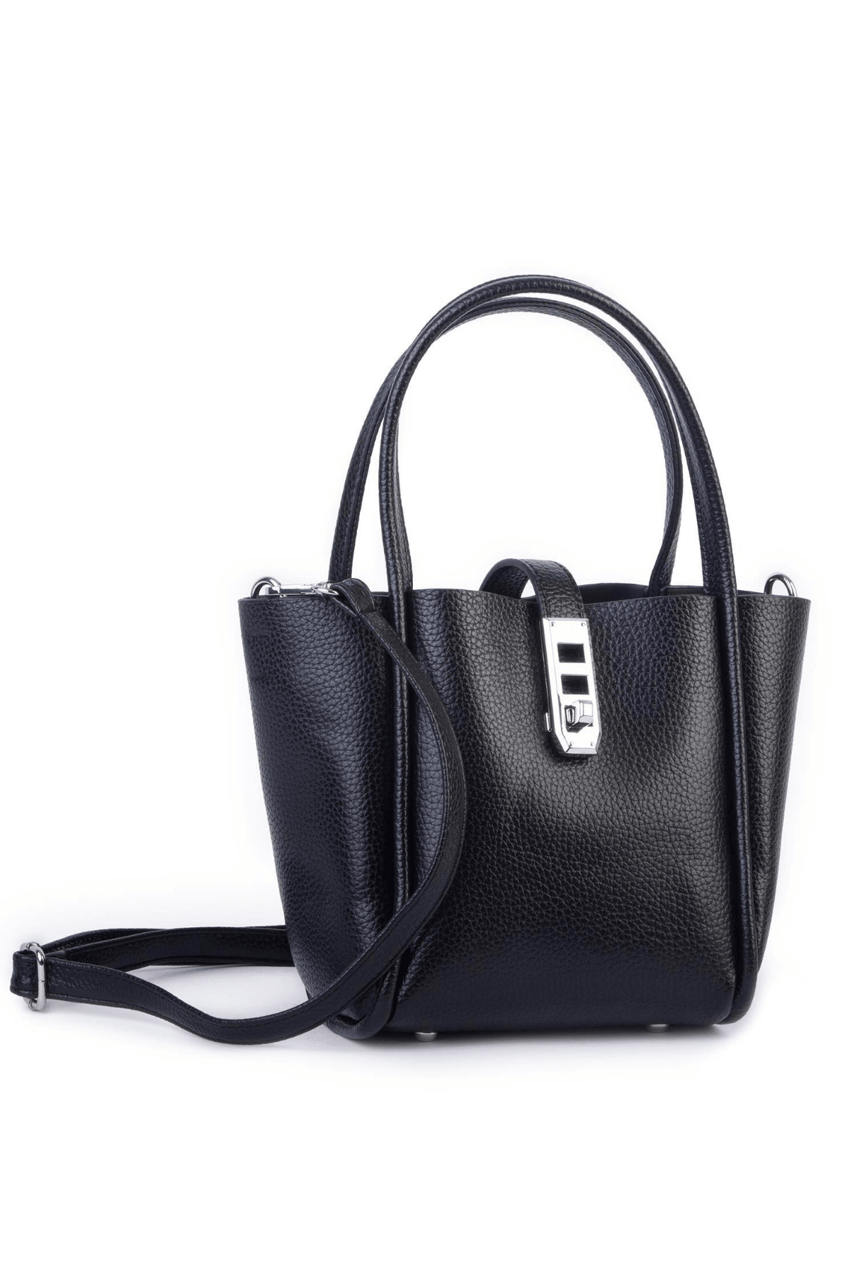 Nas Bag Orta Boy Kadın El ve Omuz Çapraz Çanta 18x20 cm - Siyah Lopez
