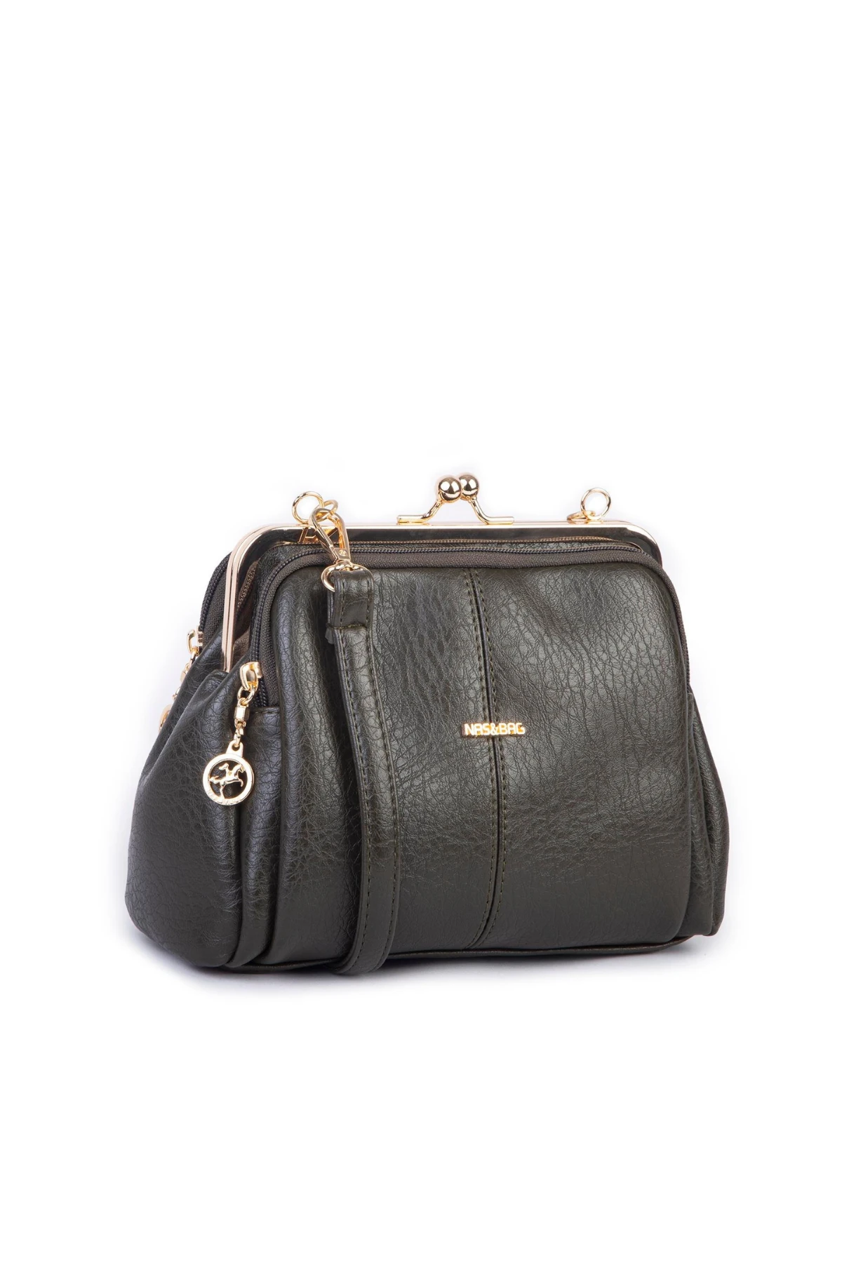 Nas Bag Burslu Klipsli Vintage Omuz ve Çapraz Çanta - Haki Victoria