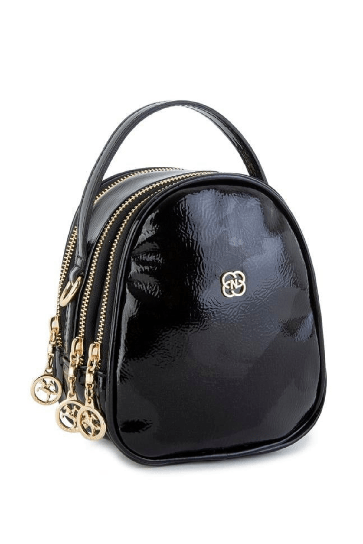 Nas Bag Mini Kadın Çapraz Çanta - Siyah Krşk Rugan
