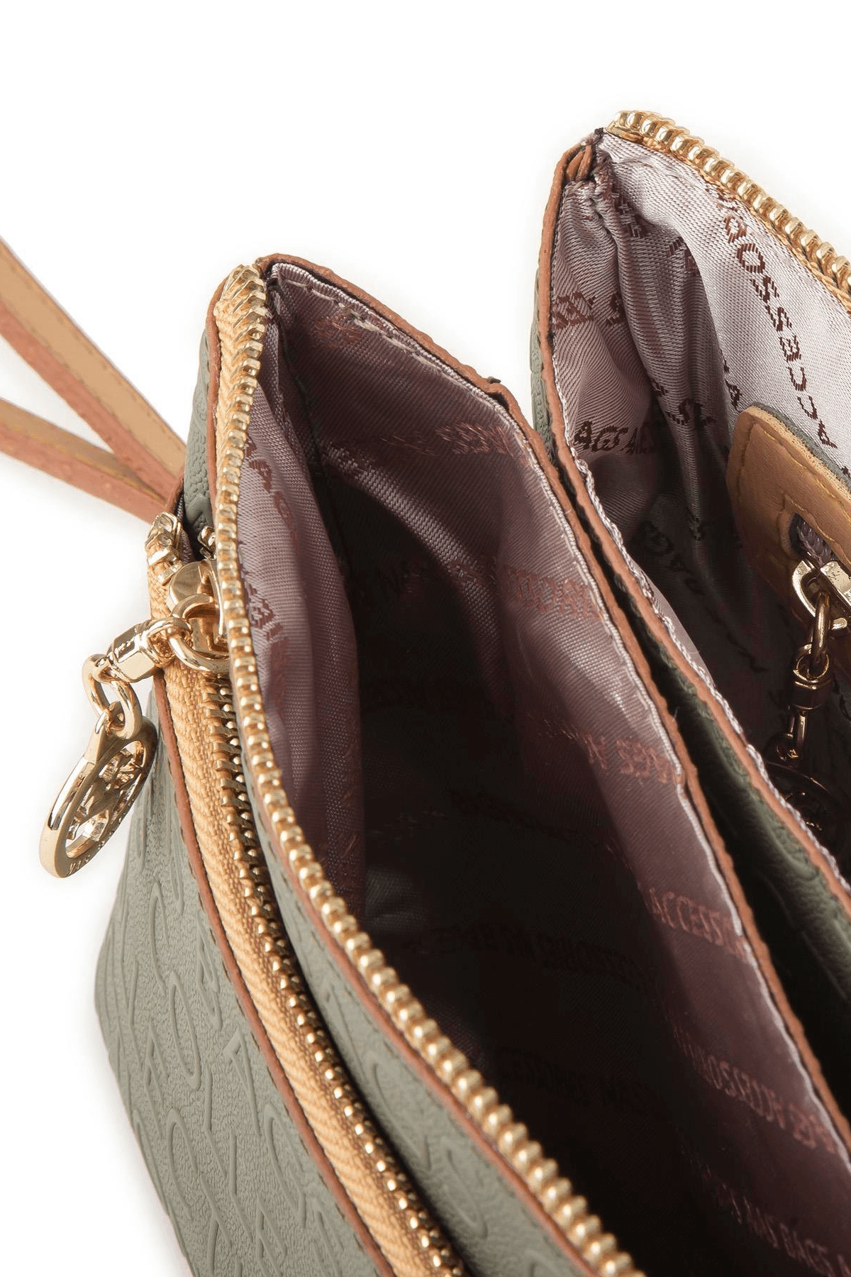 Nas Bag Kadın Çapraz ve Clutch Çanta - Yeşil Camel Gofraj