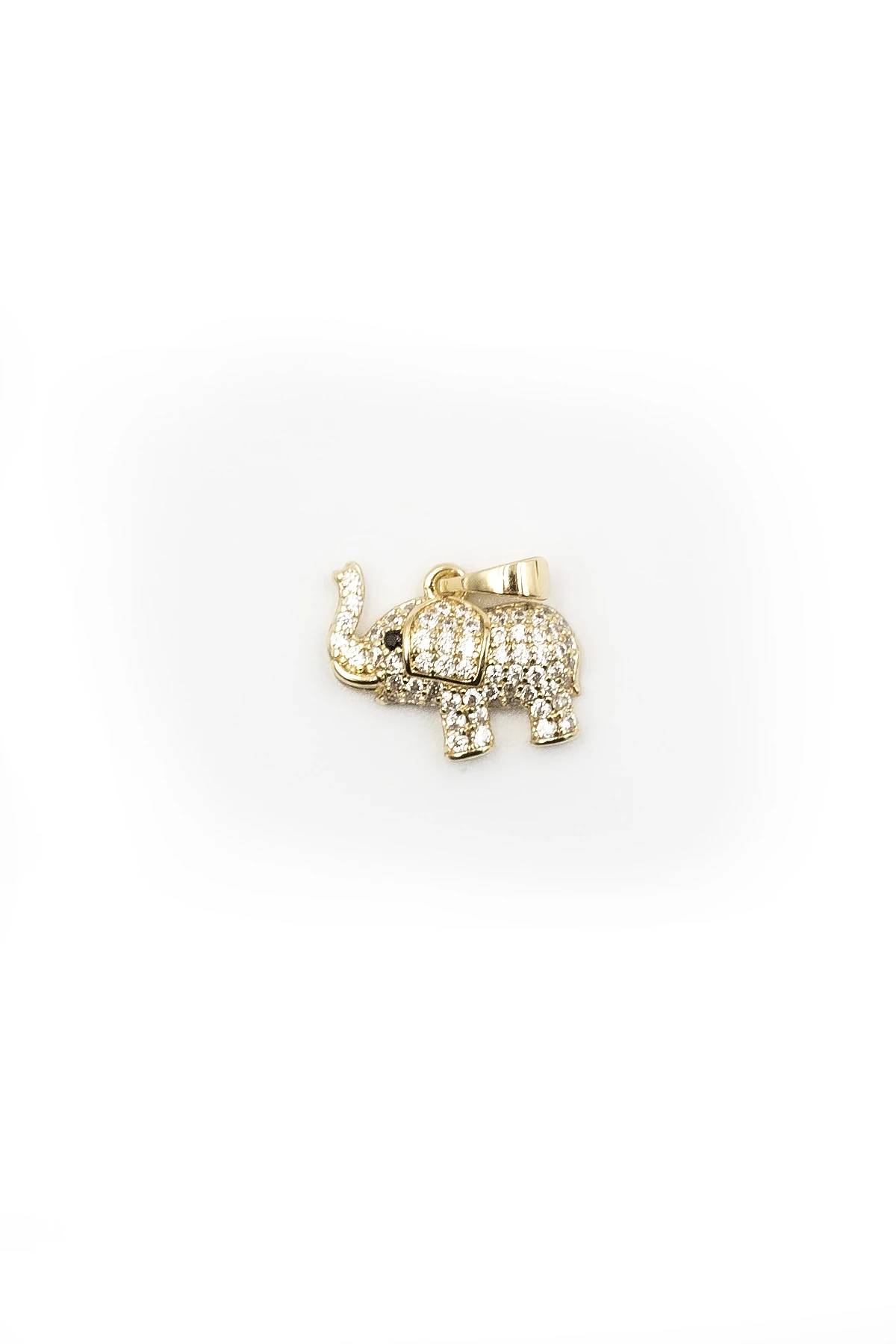 Taşlı Fil Model Kolye Ucu Gold – 14K Renk, Zirkon Mıhlama, Alerji Karşıtı Xuping