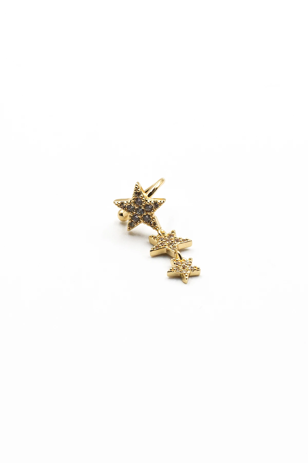 Triple Star Zircon Ear Cuff Cartilage Earring – Gold | Clip-On 