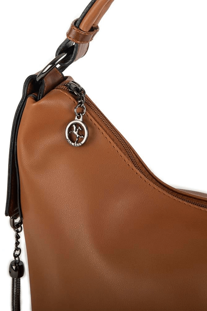 Nas Bag Kadın Fermuarlı Omuz Çantası - Taba