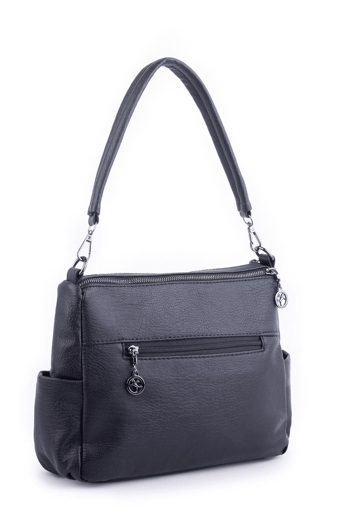 Nas Bag Çok Gözlü Yumuşak ve Hafif Yapılı Çift Askılı Omuz ve Çapraz Çanta - Siyah Lizbon (30x24 cm)