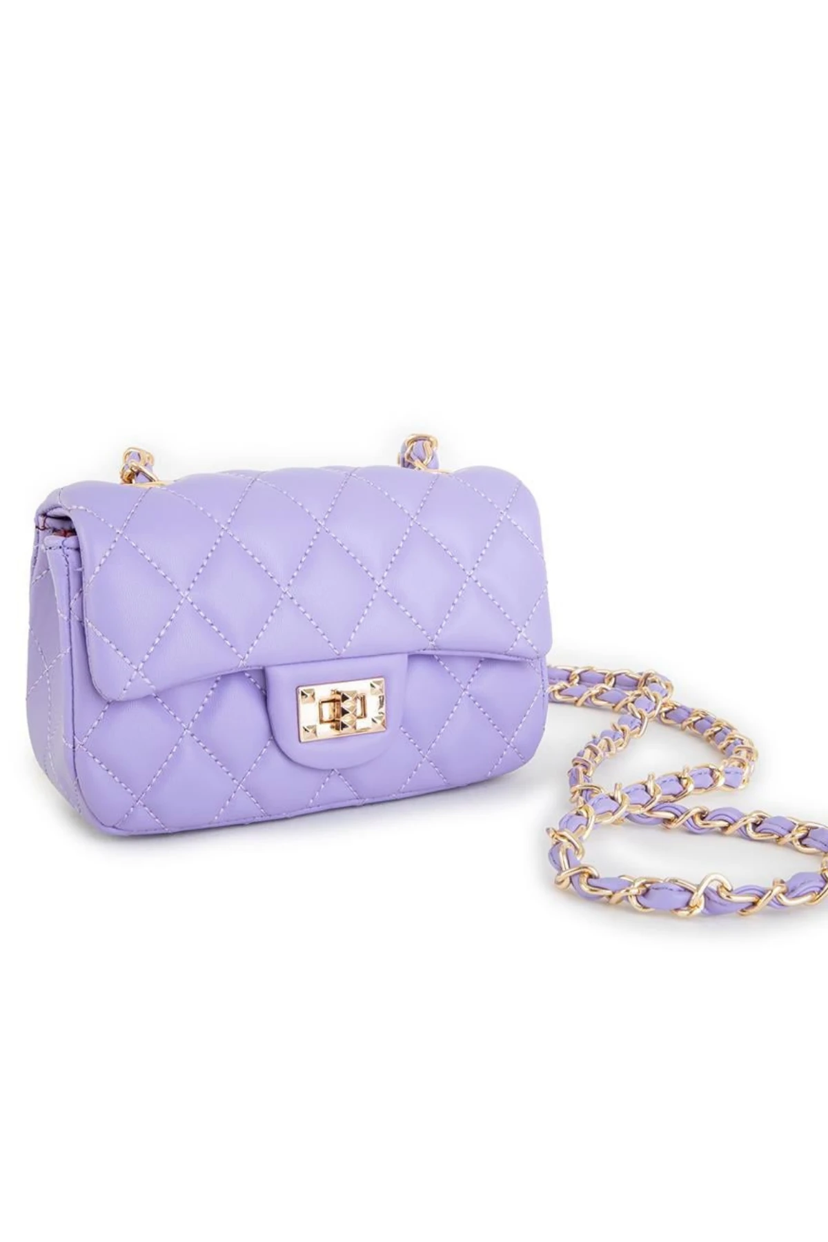 Nas Bag Kadın Kapitone Zincir Detaylı Çapraz Çanta - Lila