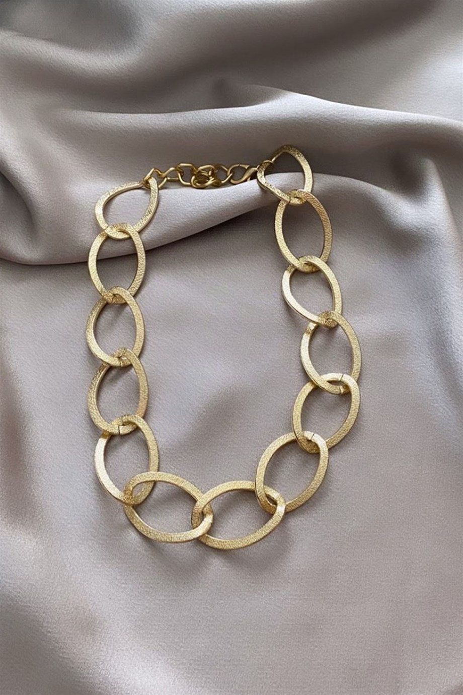 Kalın Halka Model Gold Renk Zincir Kolye