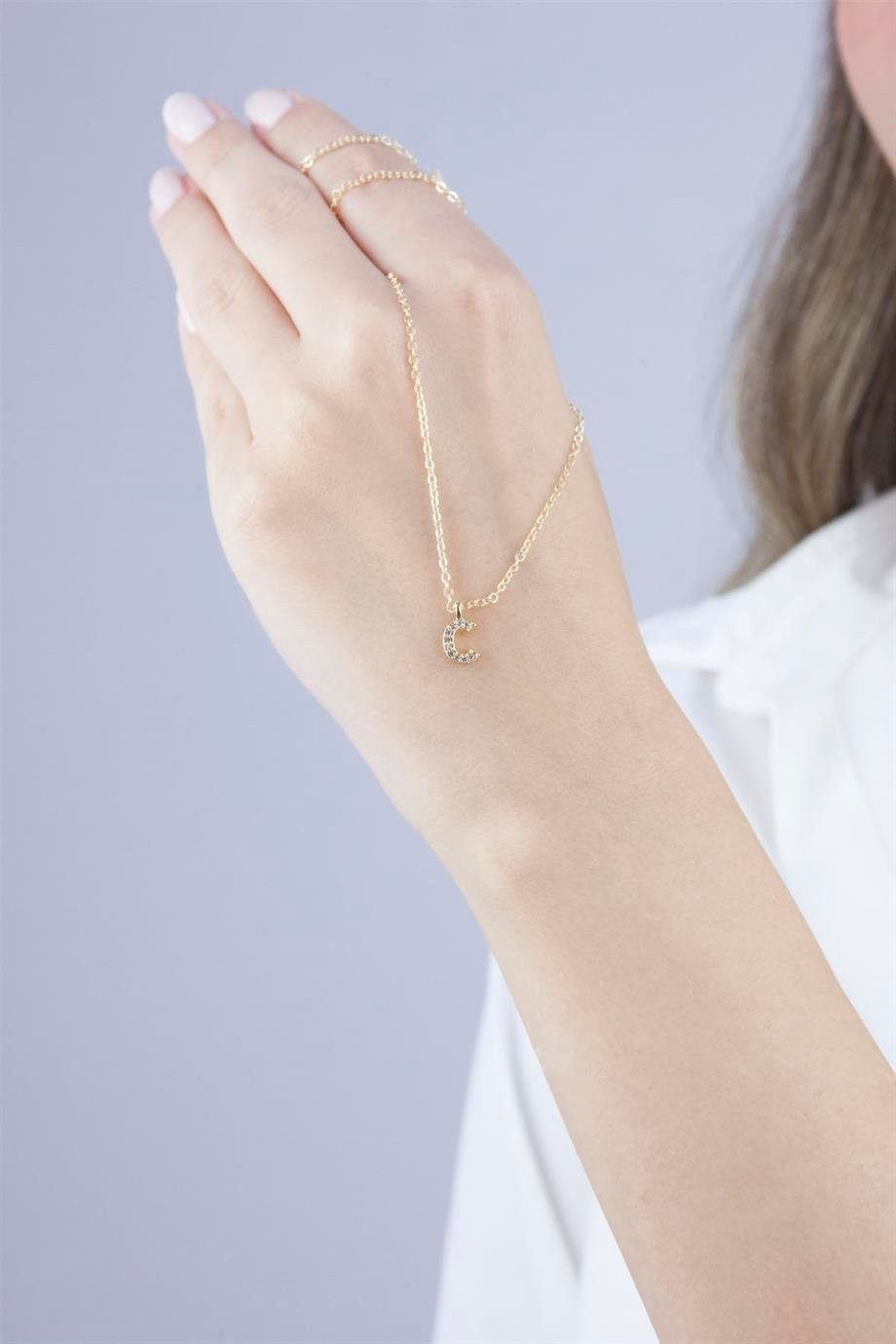 C Letter Gold Chain Necklace