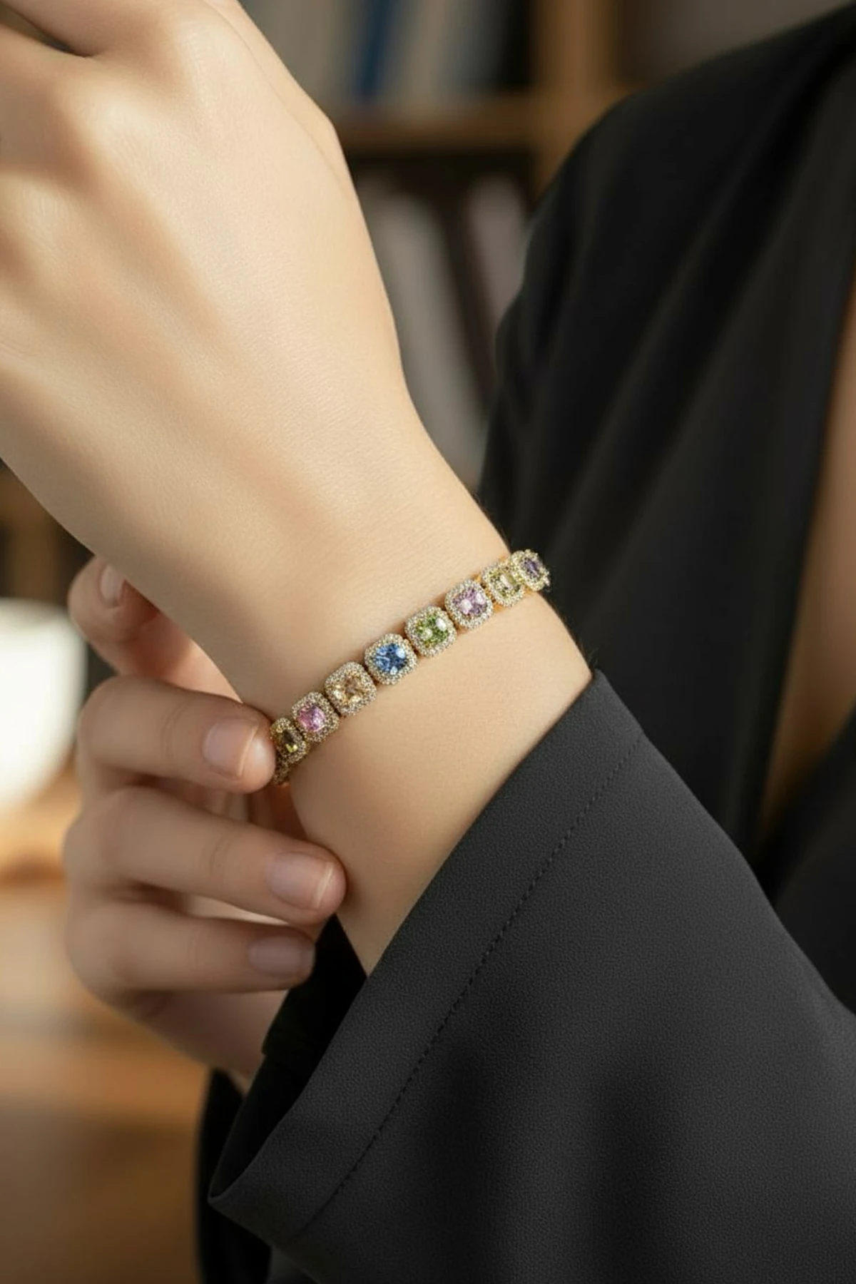 Tam Tur Renkli Taşlı Vip Model Xuping Kararmaz Bileklik - Gold | Zarif ve Parlak Tasarım