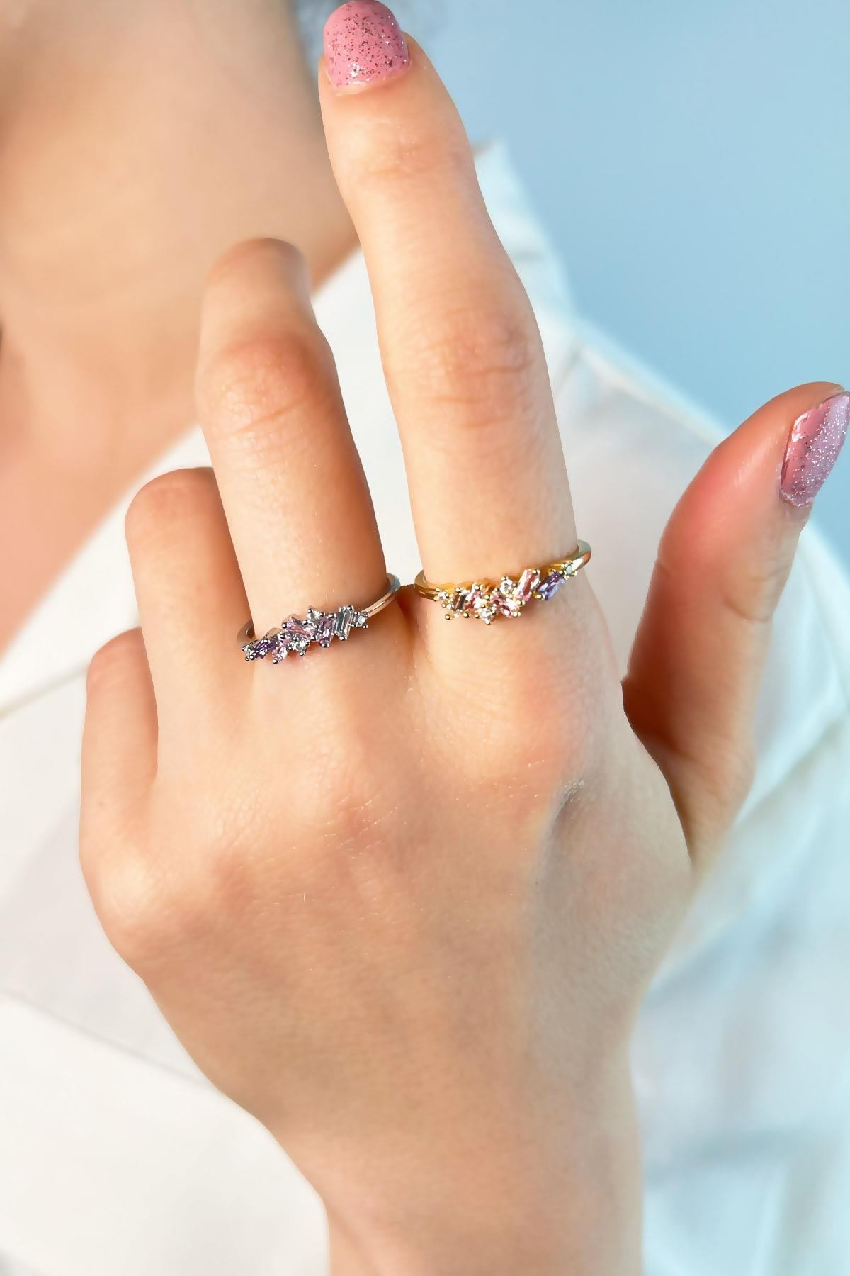 Colorful Stone Ring - Gold