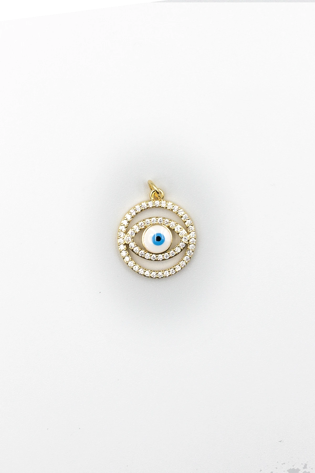 Göz Model Zirkon Taşlı Kolye Ucu Gold – 14K Renk, Alerji Karşıtı Xuping Tasarım