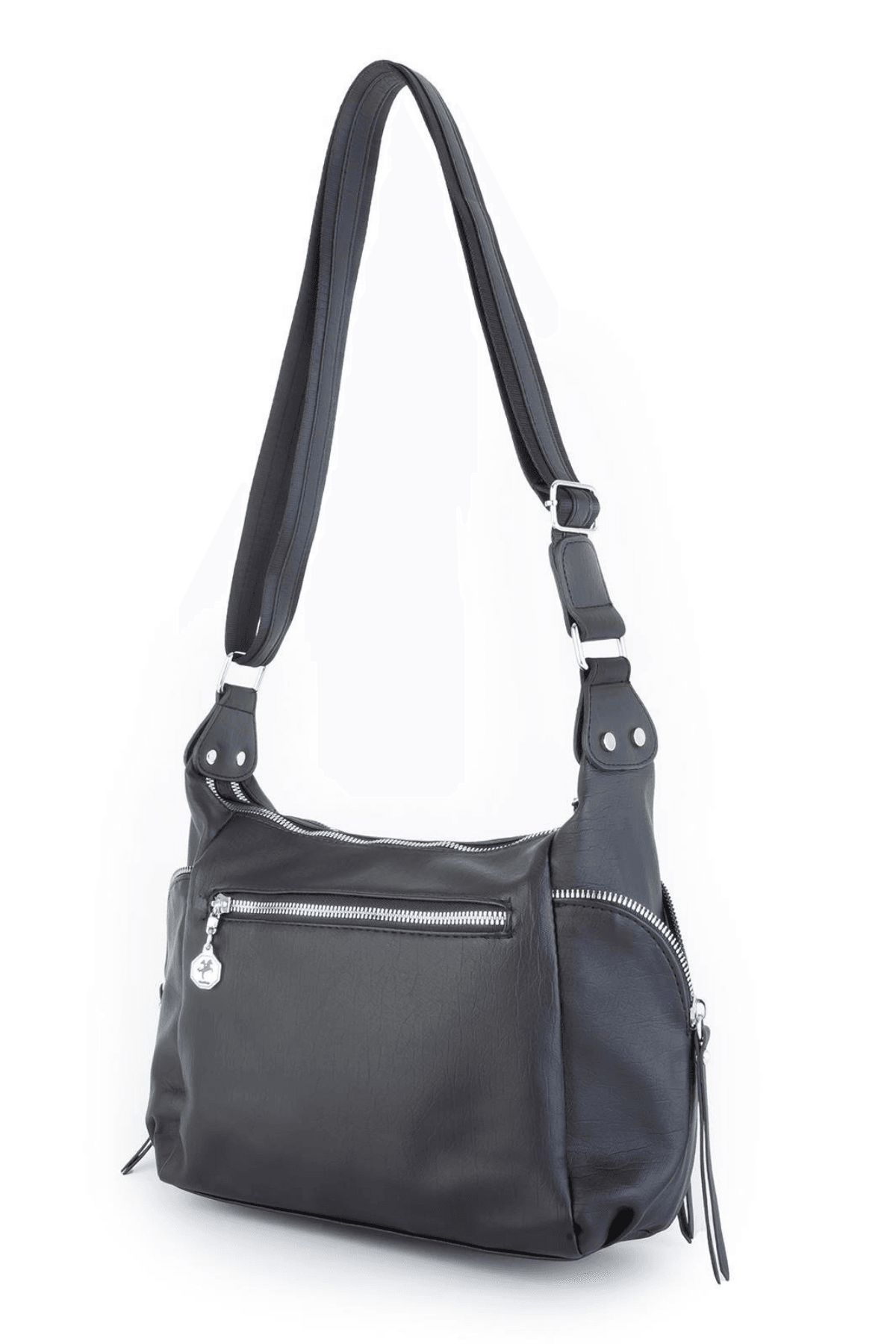 Nas Bag Kadın Çapraz Çanta - Siyah Yıkamalı ( 26x21x15 cm)
