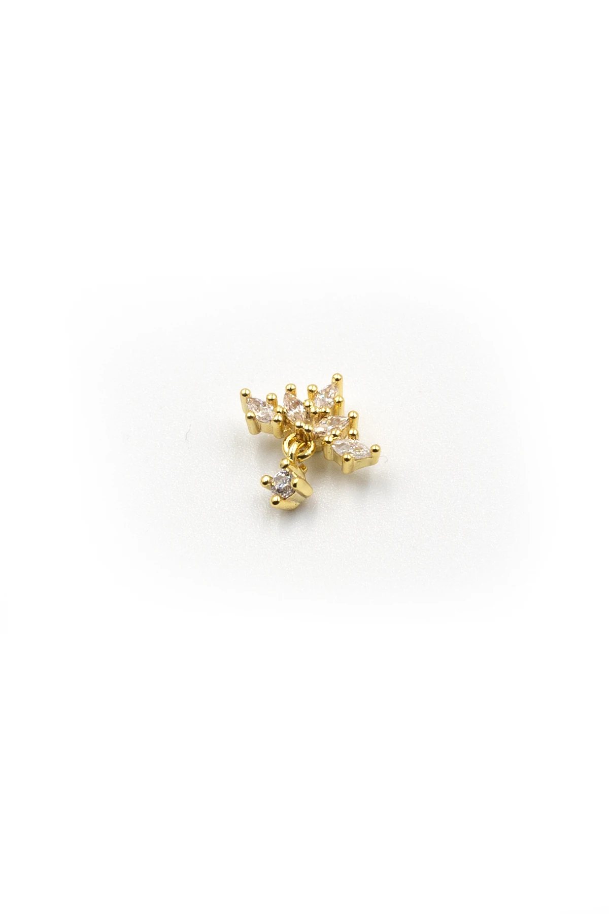 Gold Sallantılı Taç Tragus Helix Piercing - Anti Alerjik, Kararma Yapmaz