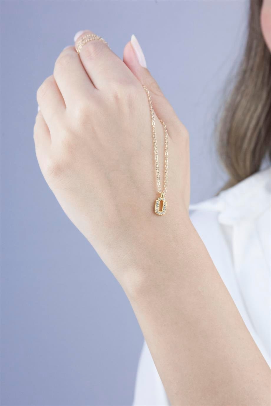 Ü Letter Gold Chain Necklace