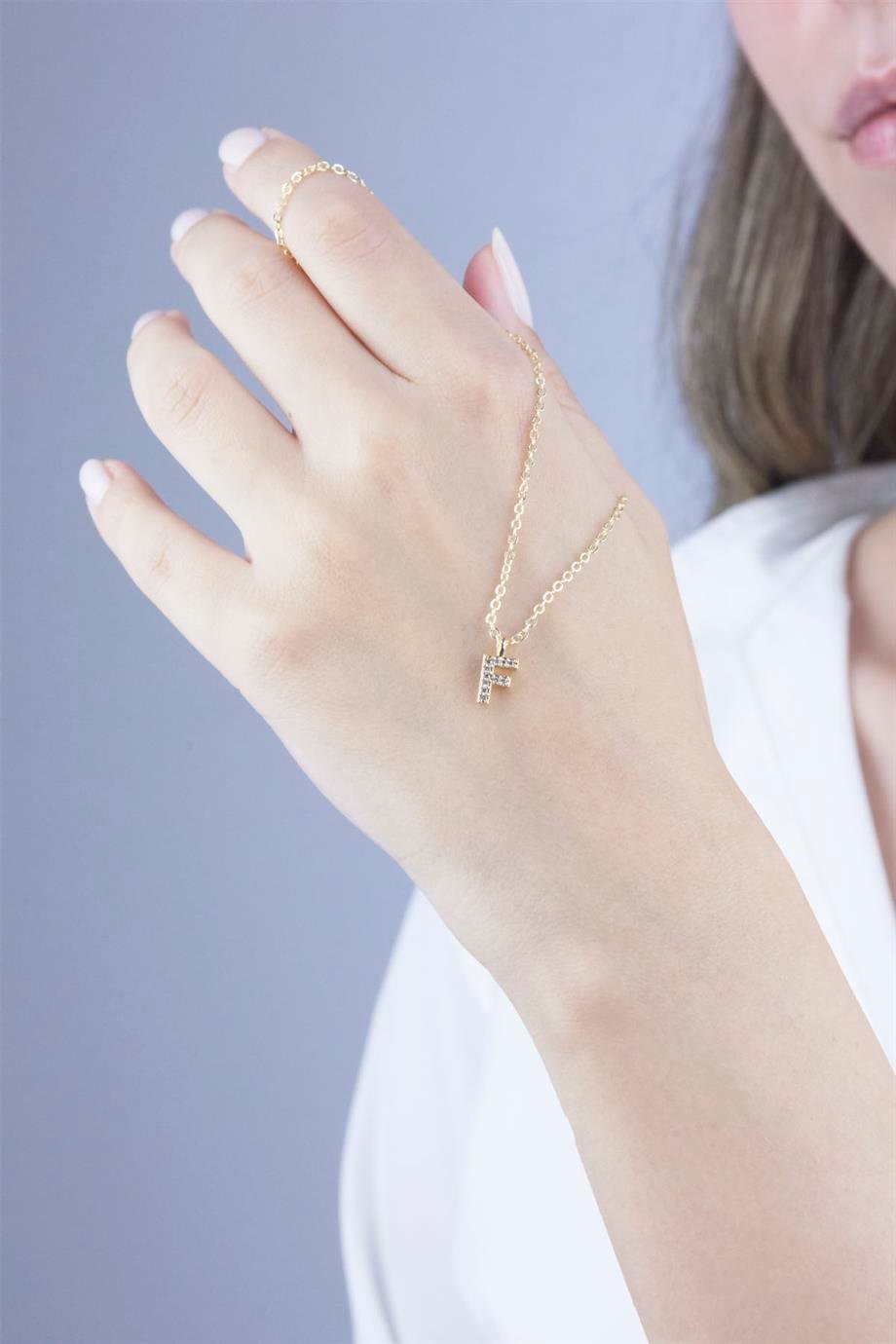 F Letter Gold Chain Necklace