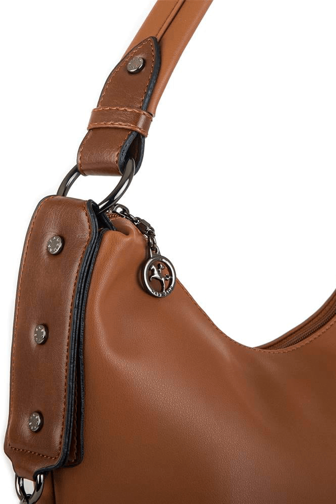 Nas Bag Kadın Fermuarlı Omuz Çantası - Taba