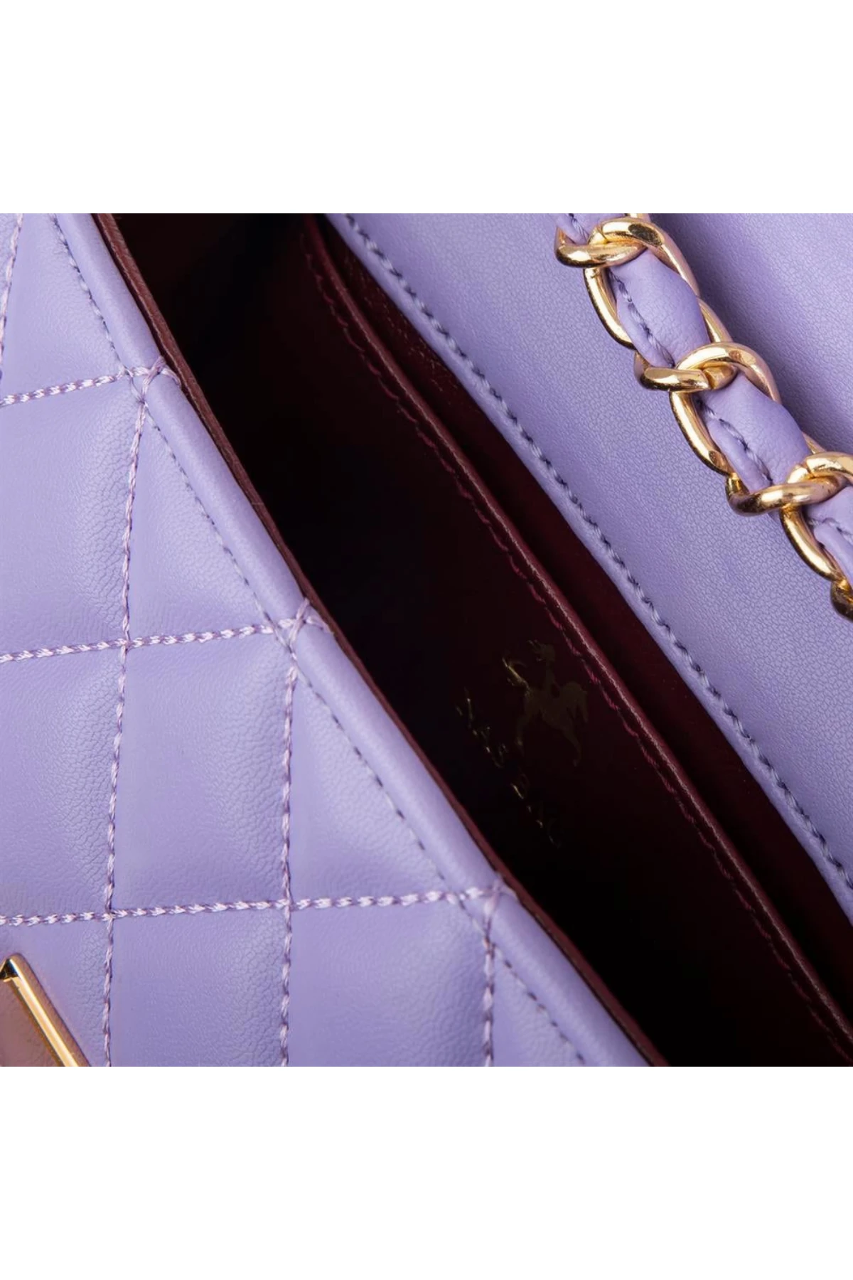 Nas Bag Kadın Kapitone Zincir Detaylı Çapraz Çanta - Lila