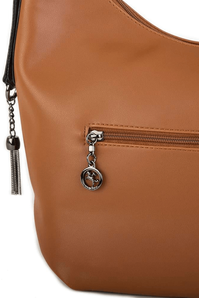 Nas Bag Kadın Fermuarlı Omuz Çantası - Taba