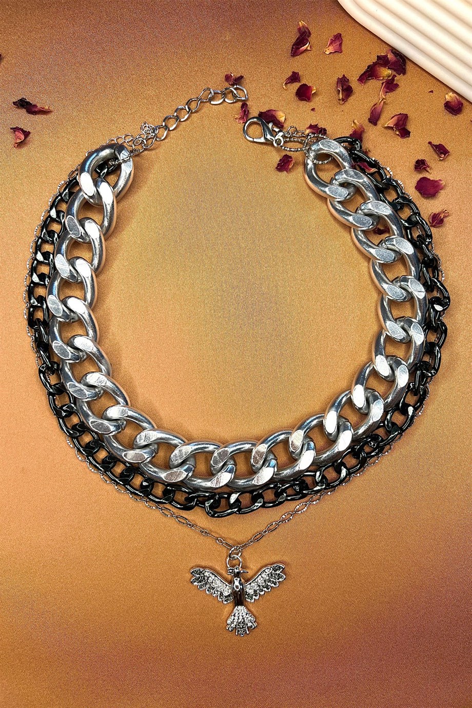 Zirkon Taşlı Çoklu Anka Kolye