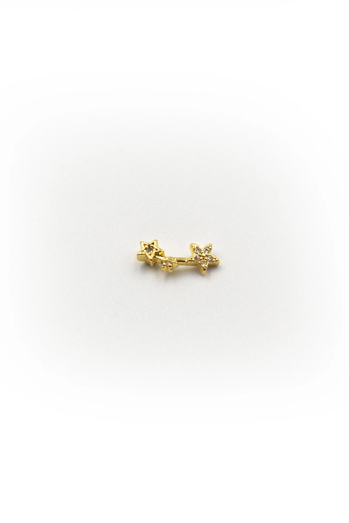 Üçlü Yıldız Taşlı Tragus Helix Piercing Gold – Anti Alerjik, Kararma Yapmaz