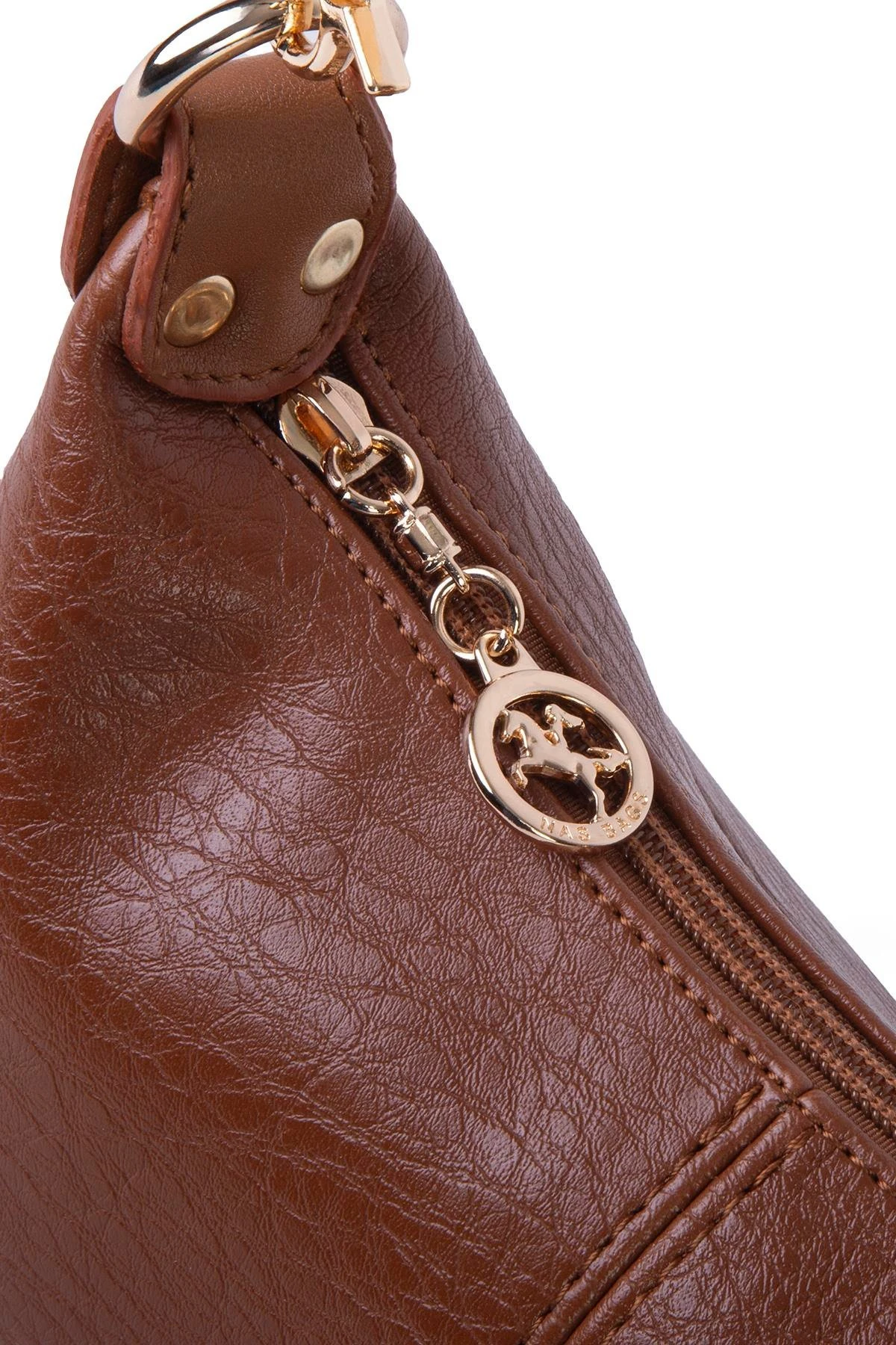 Nas Bag Kadın Mini Omuz ve Çapraz Çanta Örgülü Askılı - Taba Victoria