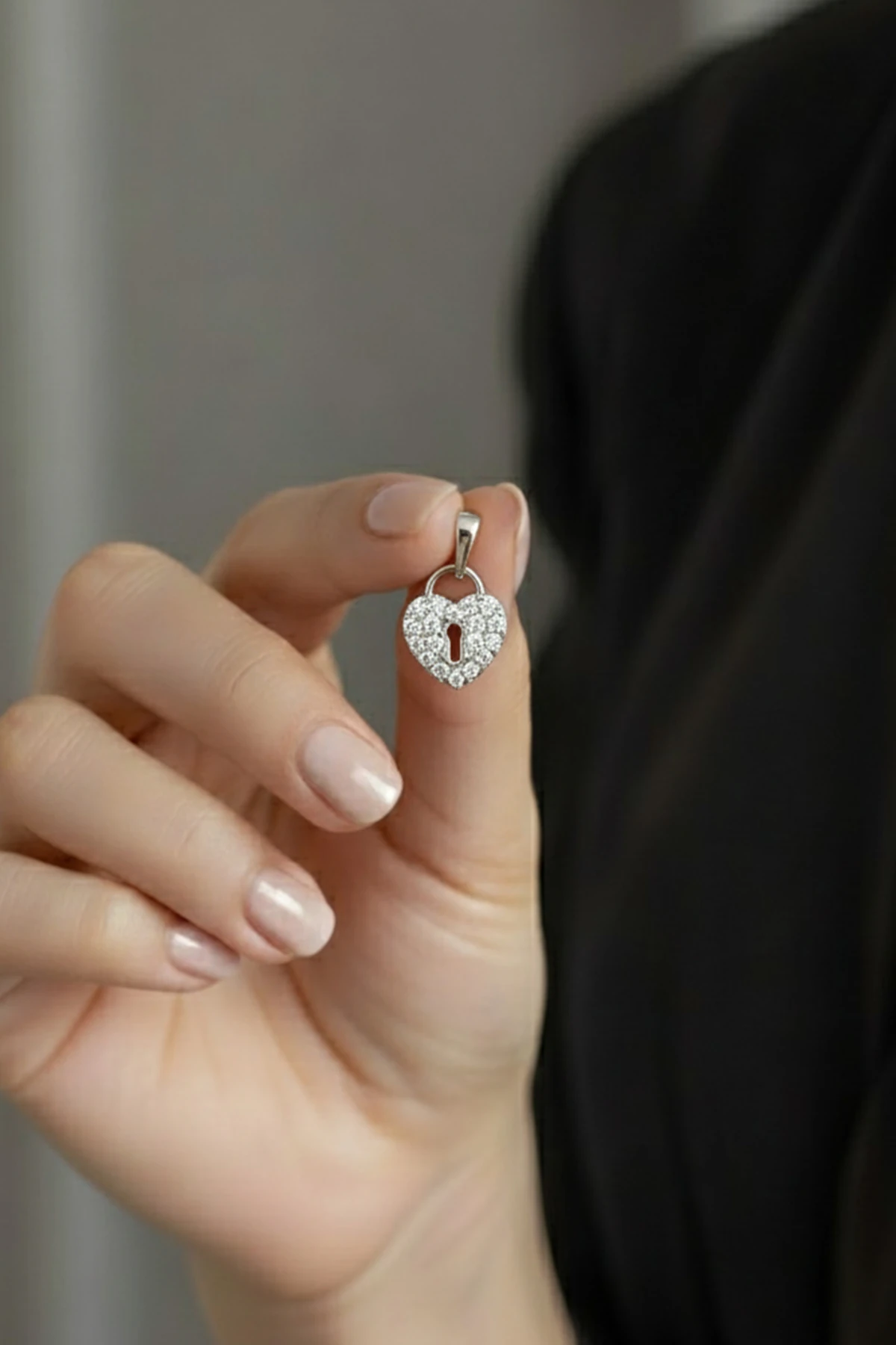 Zirkon Taşlı Kalp Model Xuping Kolye Ucu Gümüş – 1.5 cm, Mıhlama İşçilik