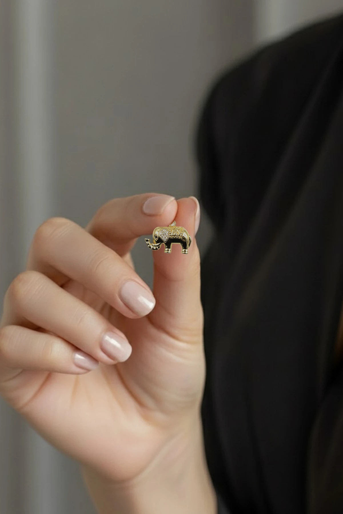 Zirkon Taşlı Fil Model Xuping Kararmaz Kolye Ucu - Gold