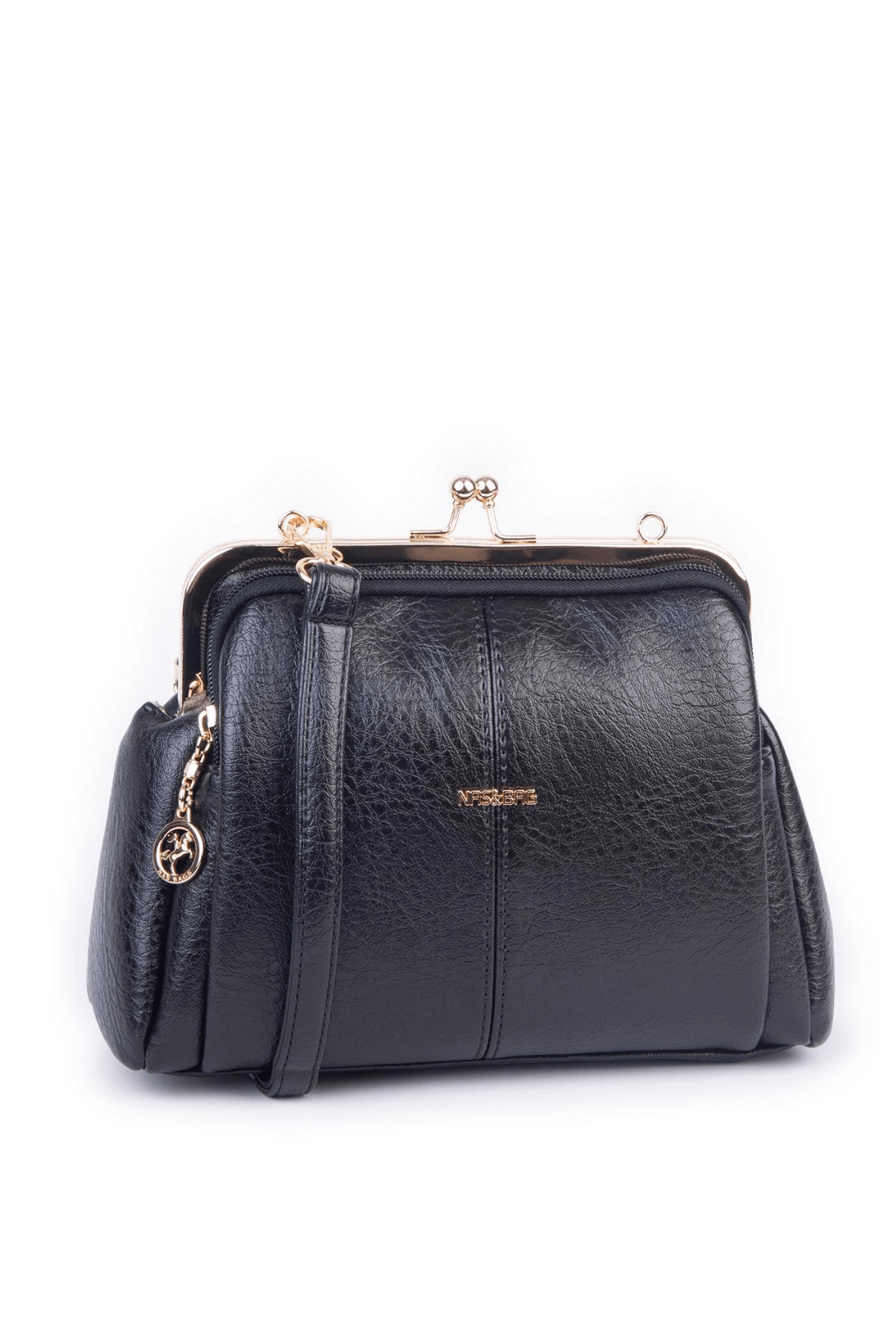 Nas Bag Burslu Klipsli Vintage Omuz ve Çapraz Çanta - Siyah Victoria