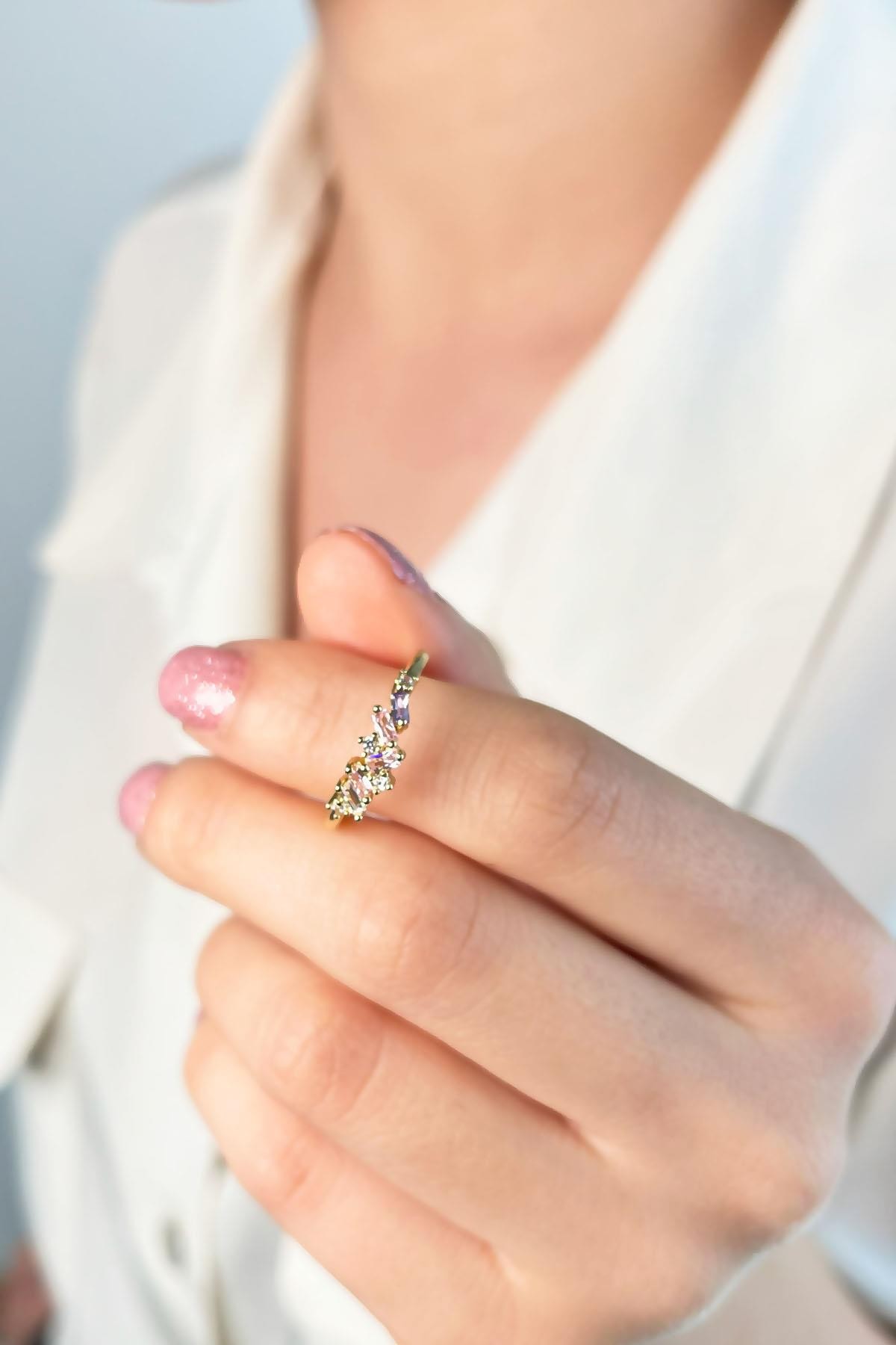 Colorful Stone Ring - Gold