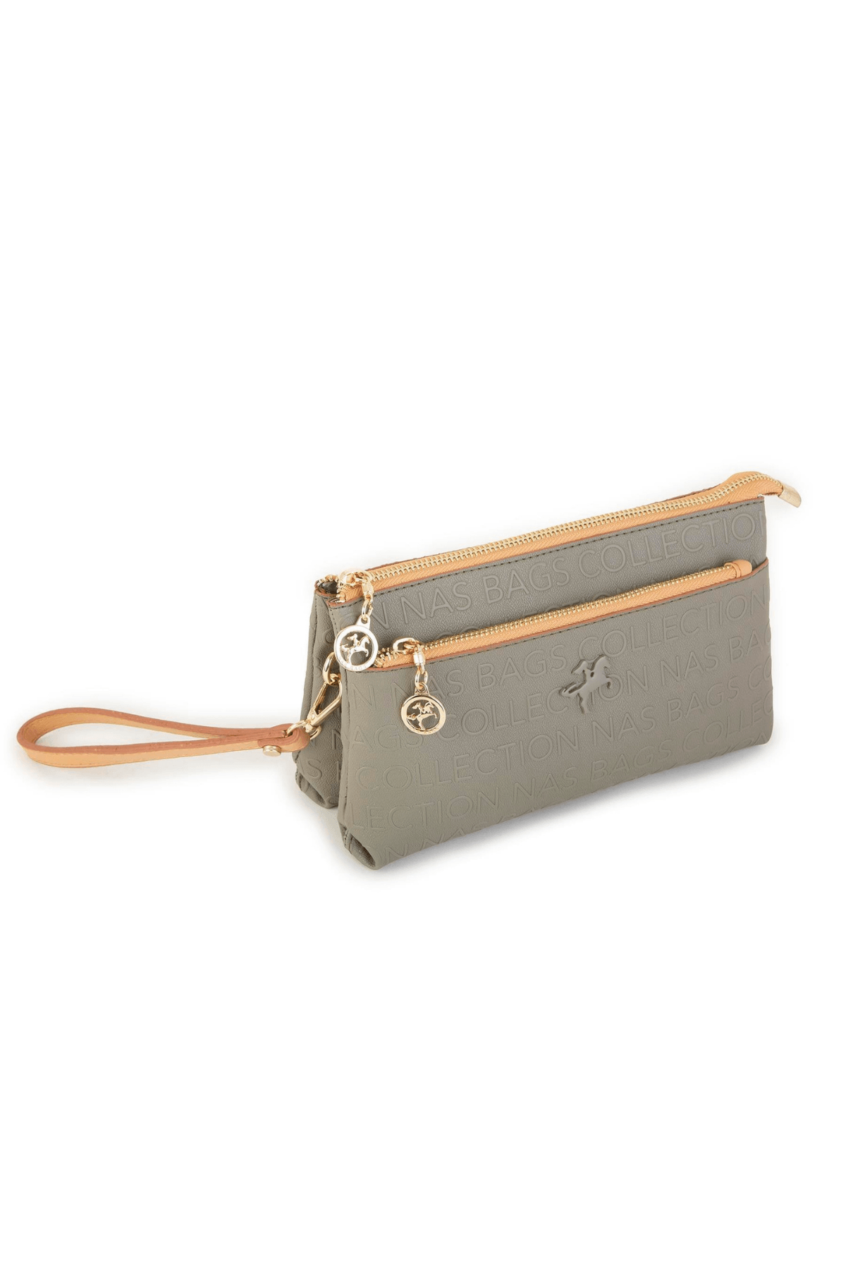 Nas Bag Kadın Çapraz ve Clutch Çanta - Yeşil Camel Gofraj