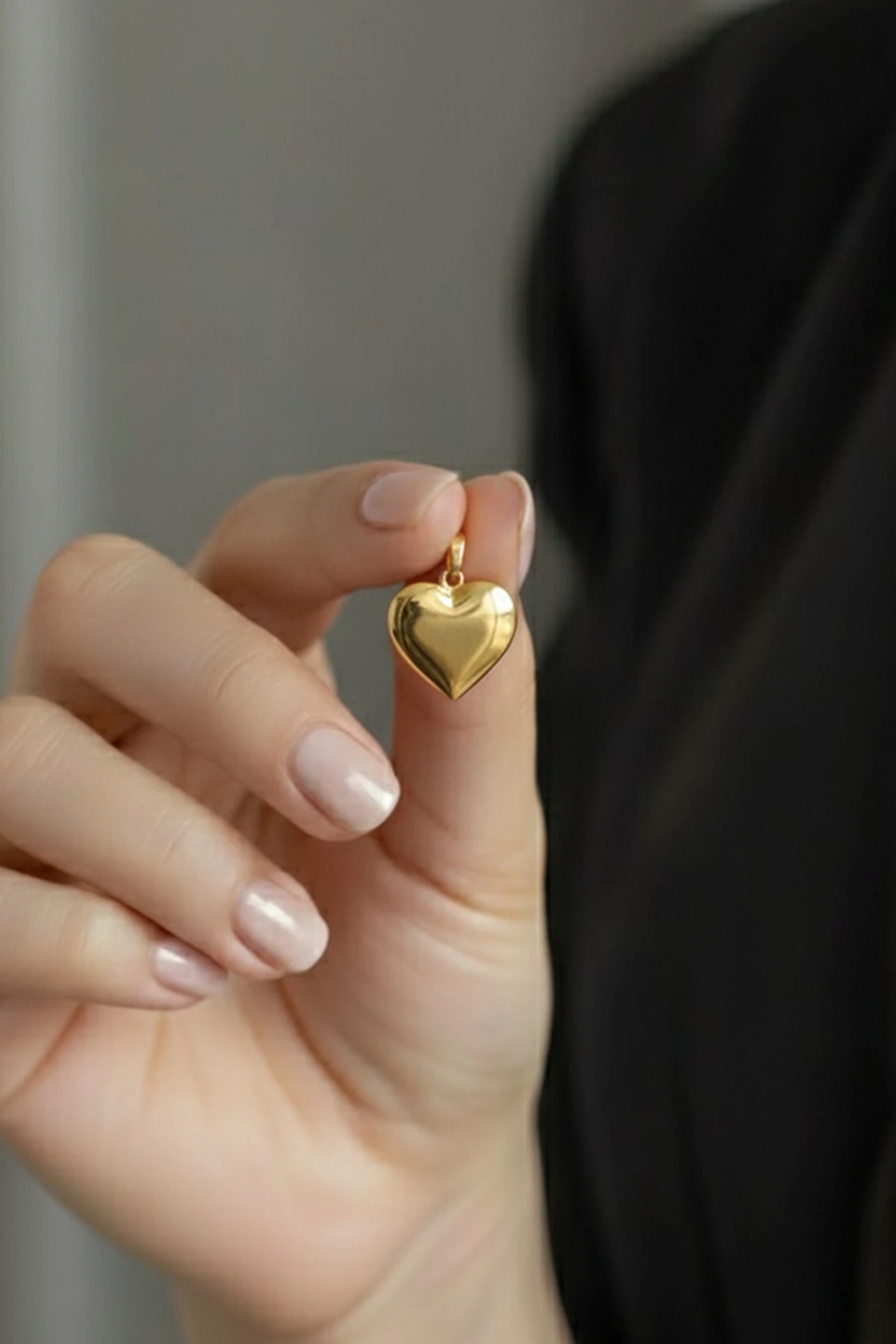 Kalp Plaka Xuping Kolye Ucu Gold – Alerji Karşıtı, Kararma Yapmaz, 1.8 cm